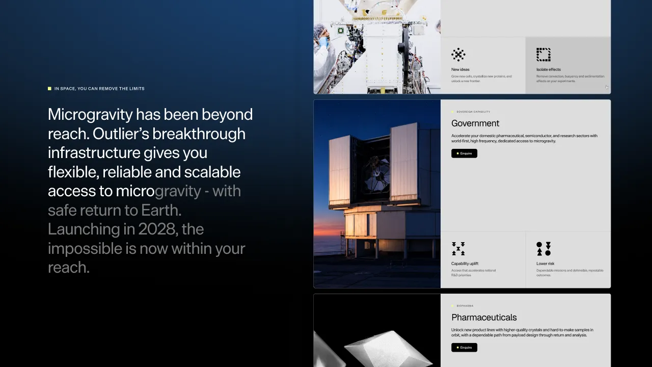 Webflow website for Outlier Space gallery 1