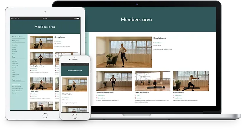 Pilates studio website with online memberships