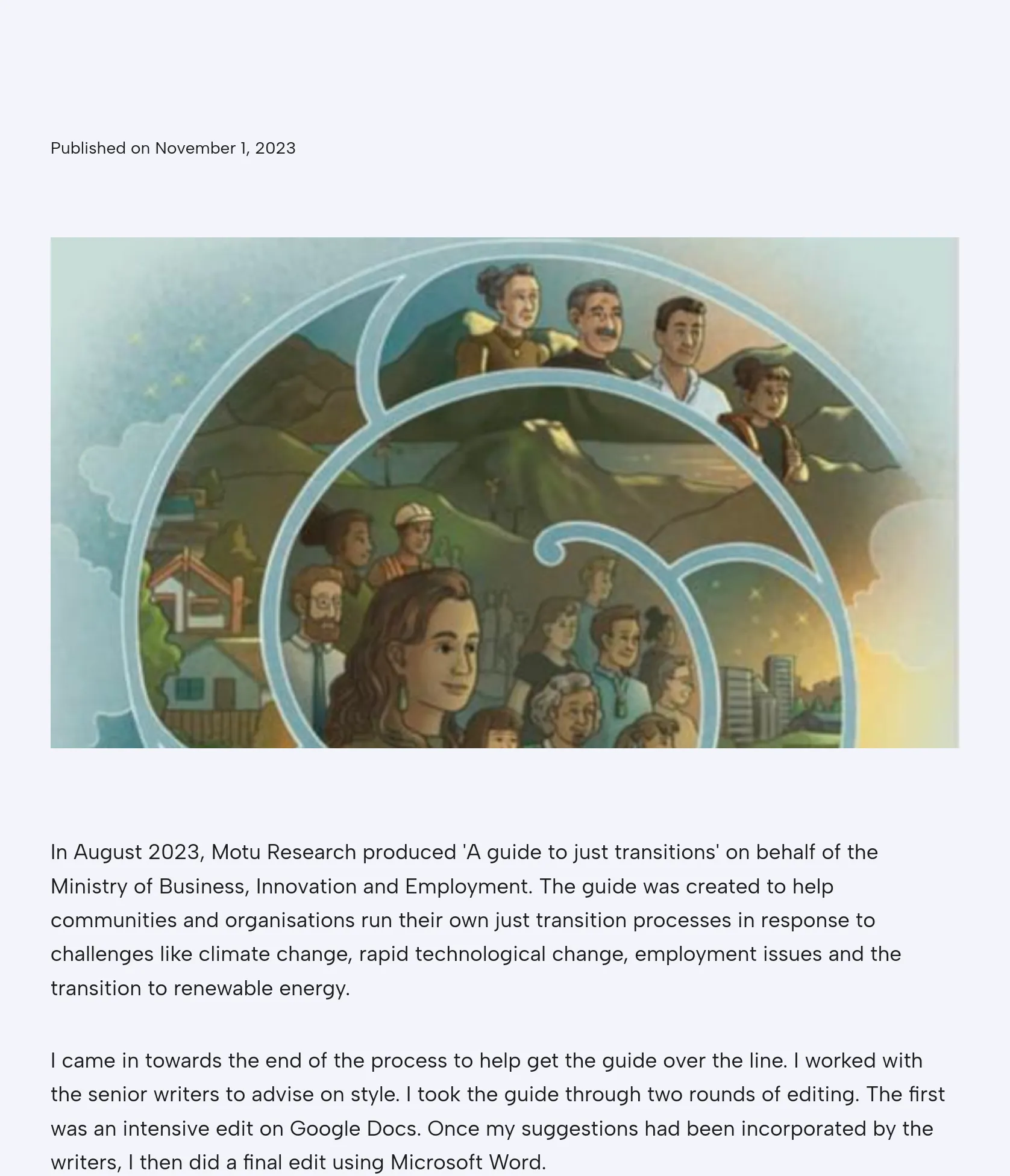 Editing and Style Guidance for Motu Research's Just Transitions Guide
