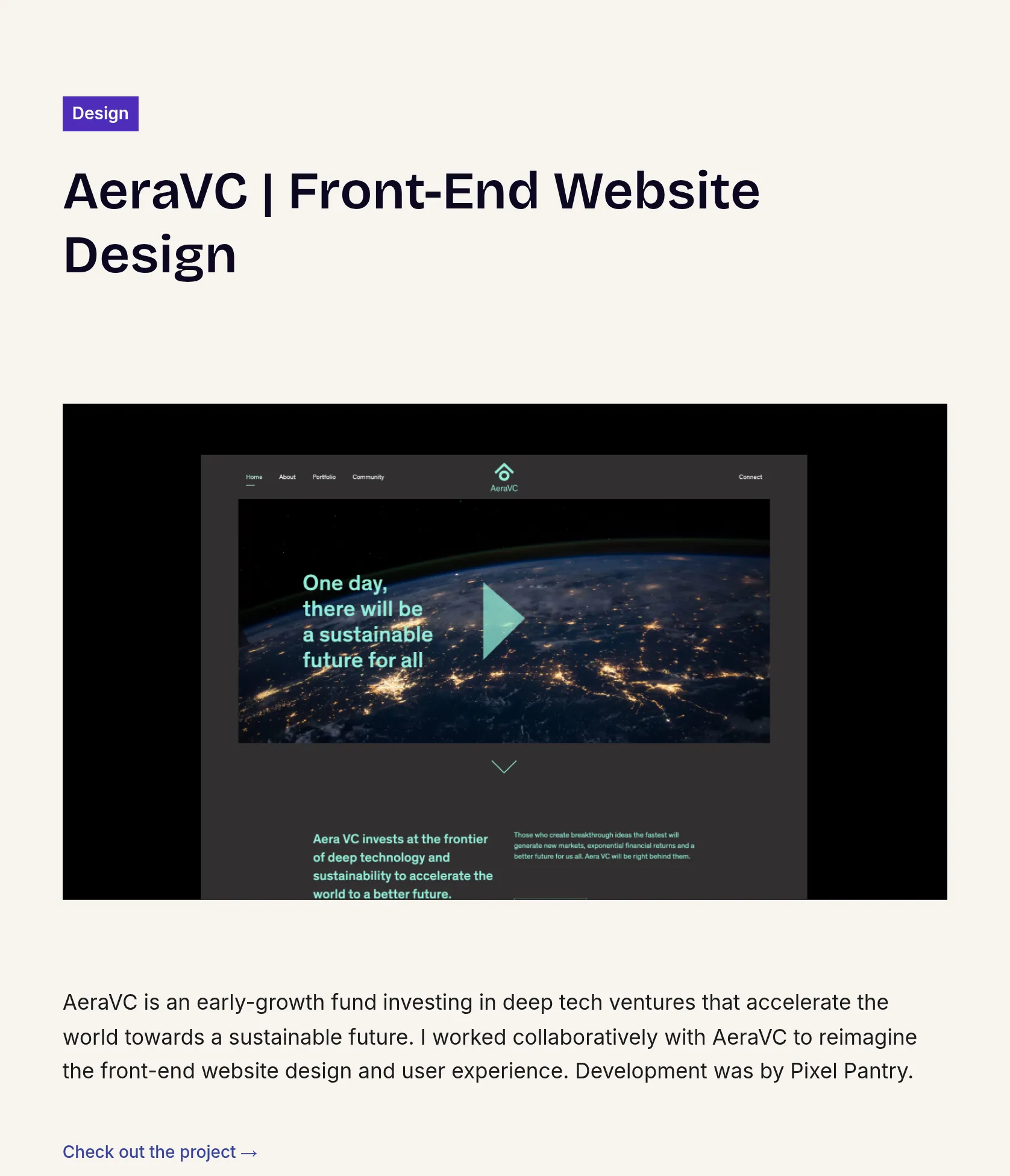 Front-End Website Redesign and UX for AeraVC
