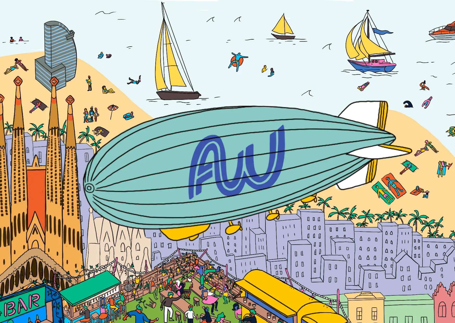 Illustrated Birds-Eye View Map for AW Conference in Barcelona
