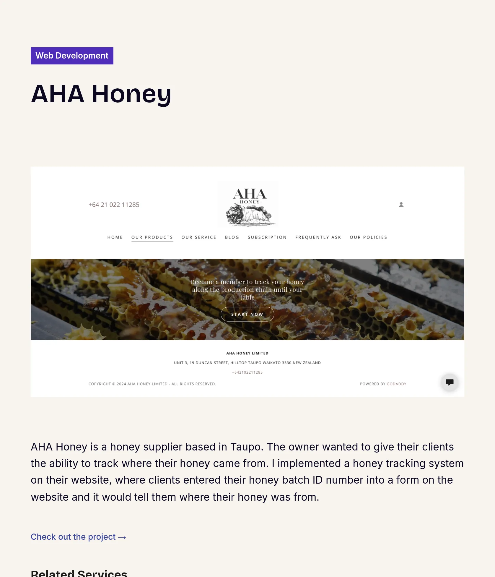 Honey Batch Tracking System for AHA Honey Website