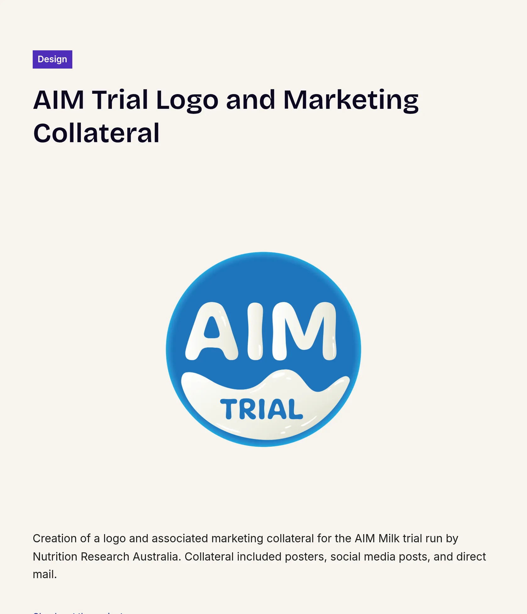Logo and Marketing Collateral for AIM Milk Trial