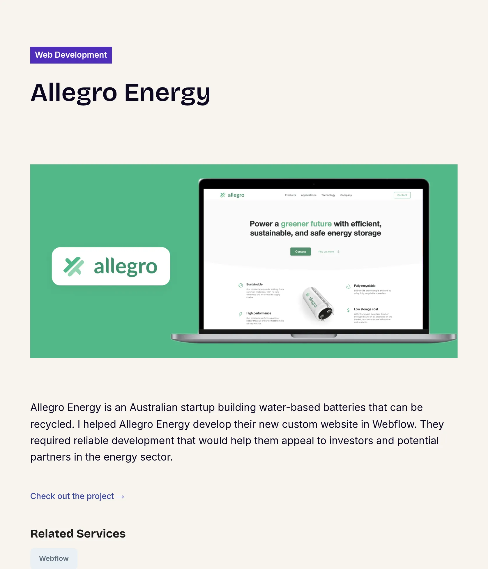 Webflow Website Development for Allegro Energy