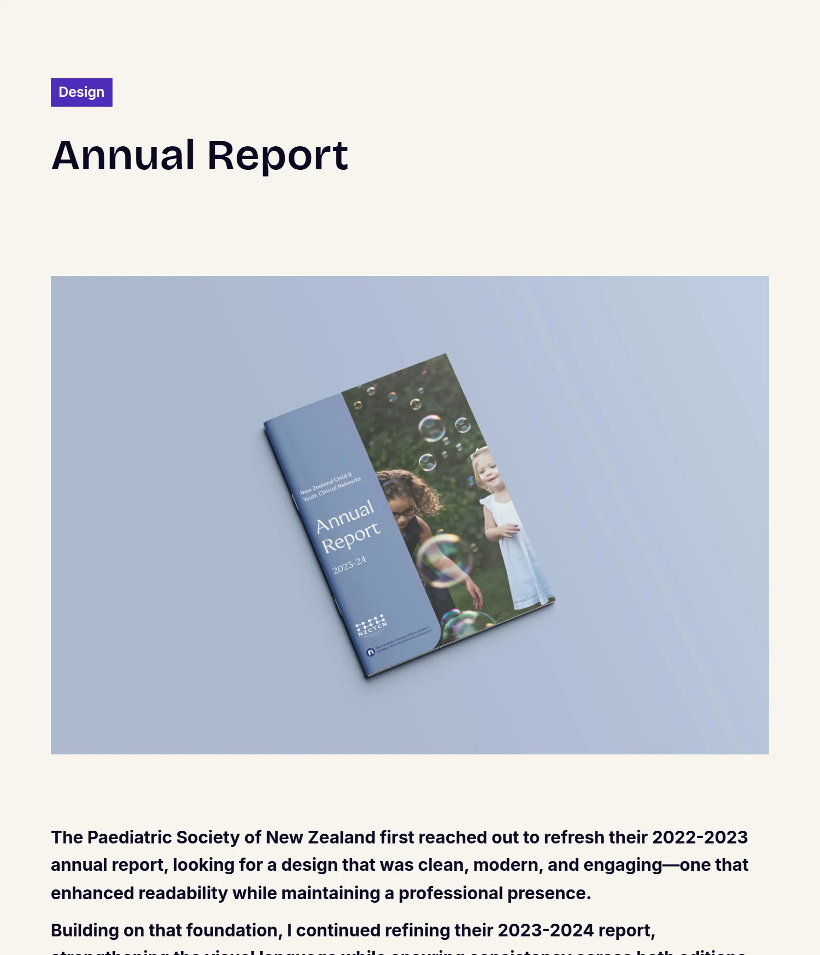 Annual Report Redesign for The Paediatric Society of New Zealand