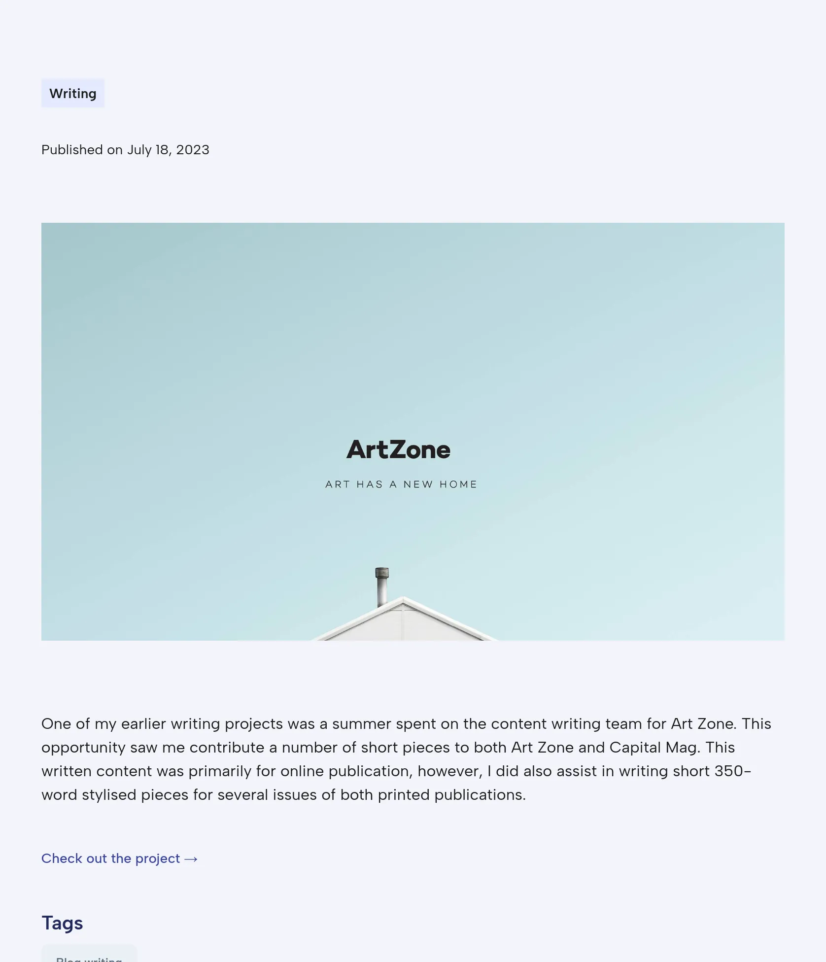 Content Writing for Art Zone and Capital Mag screenshot