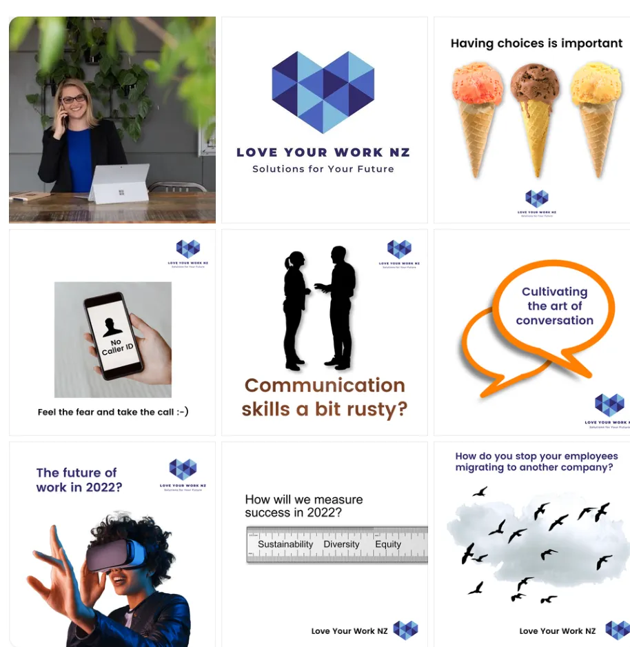 Content Writing and Visuals for Love Your Work HR Consultancy