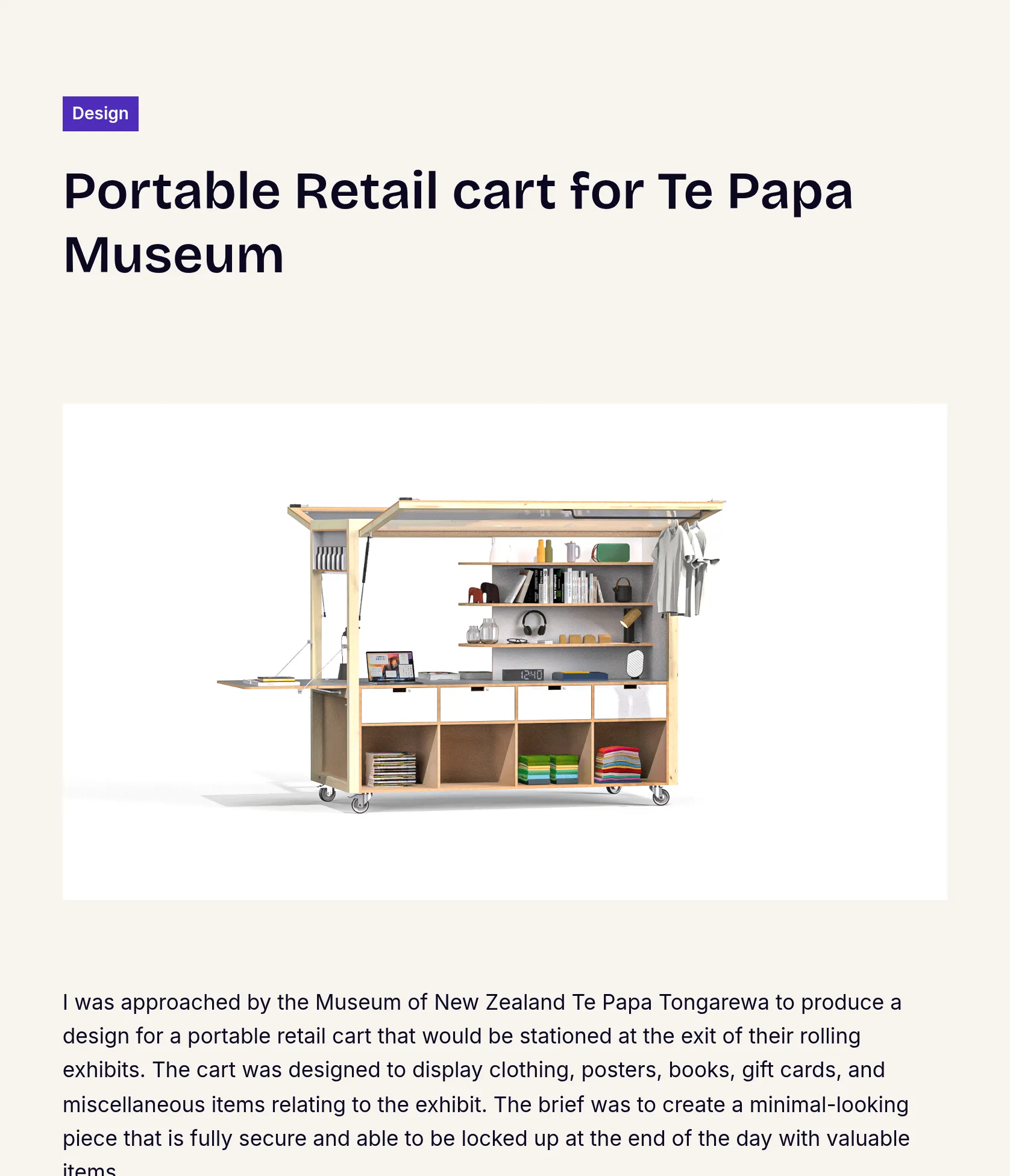 Portable Retail Cart Design for Te Papa Museum