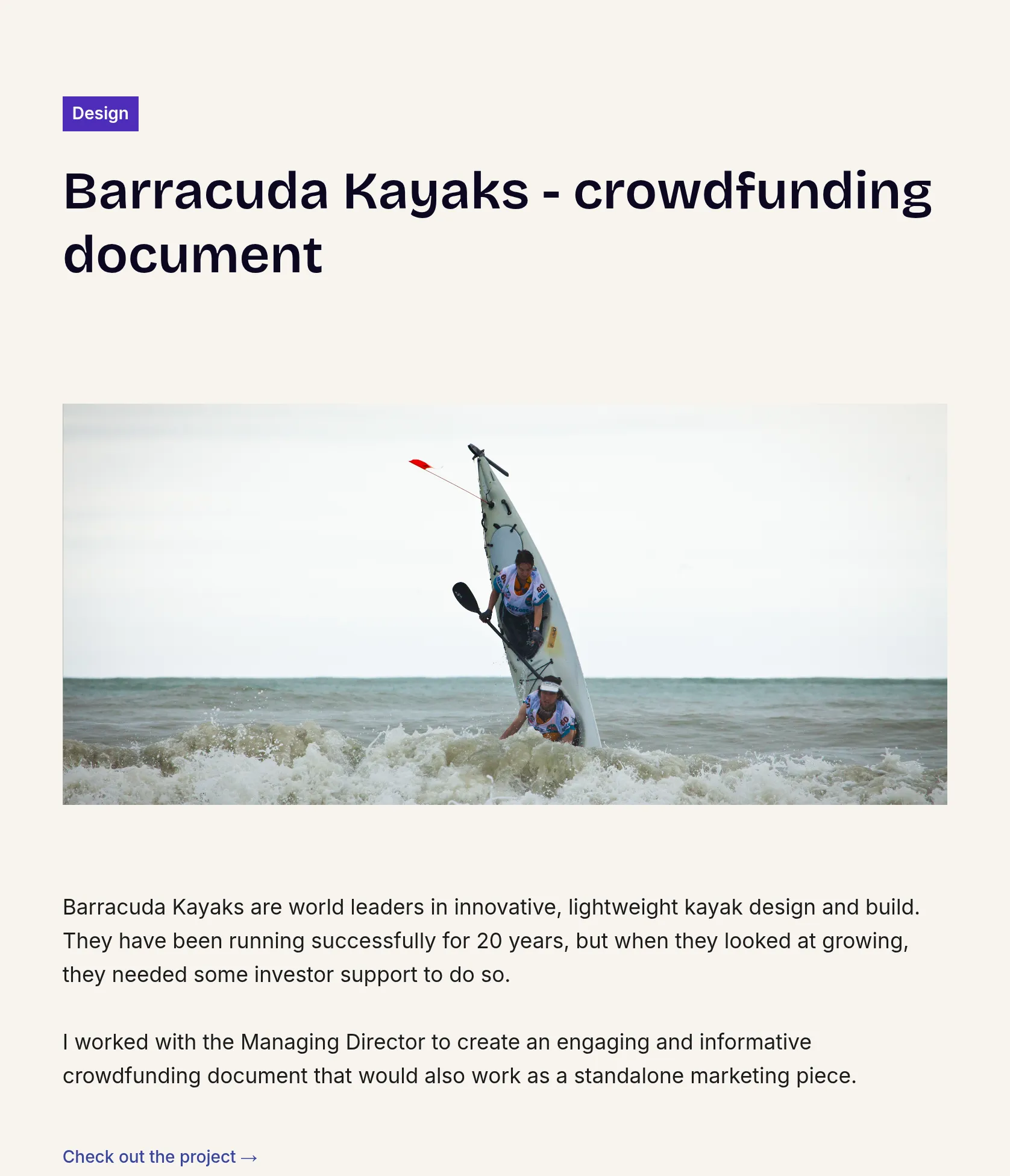 Crowdfunding Document & Marketing Collateral for Barracuda Kayaks