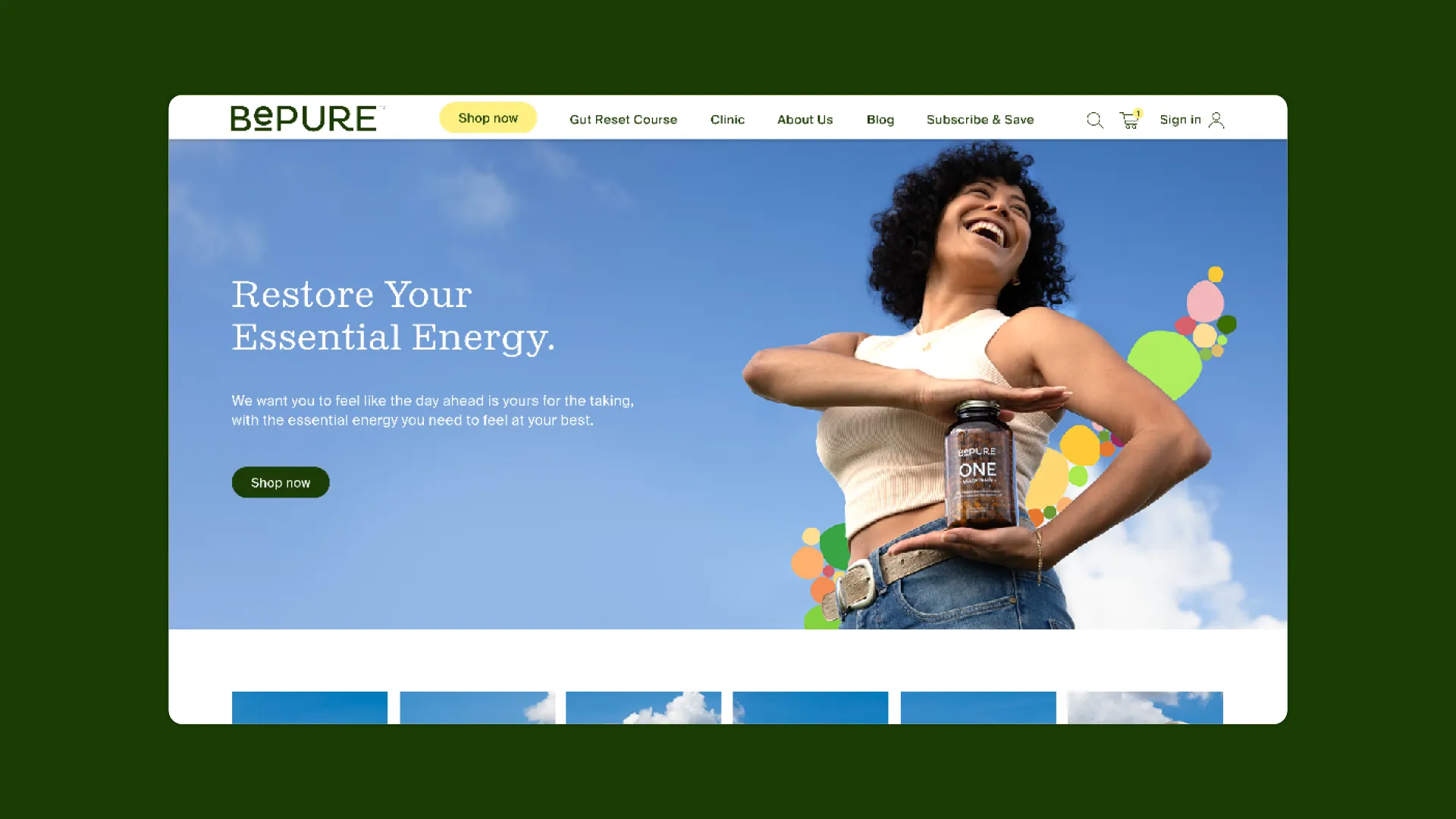 BePure Rebrand: UI, Illustration & Photo Editing for Wellness eCommerce
