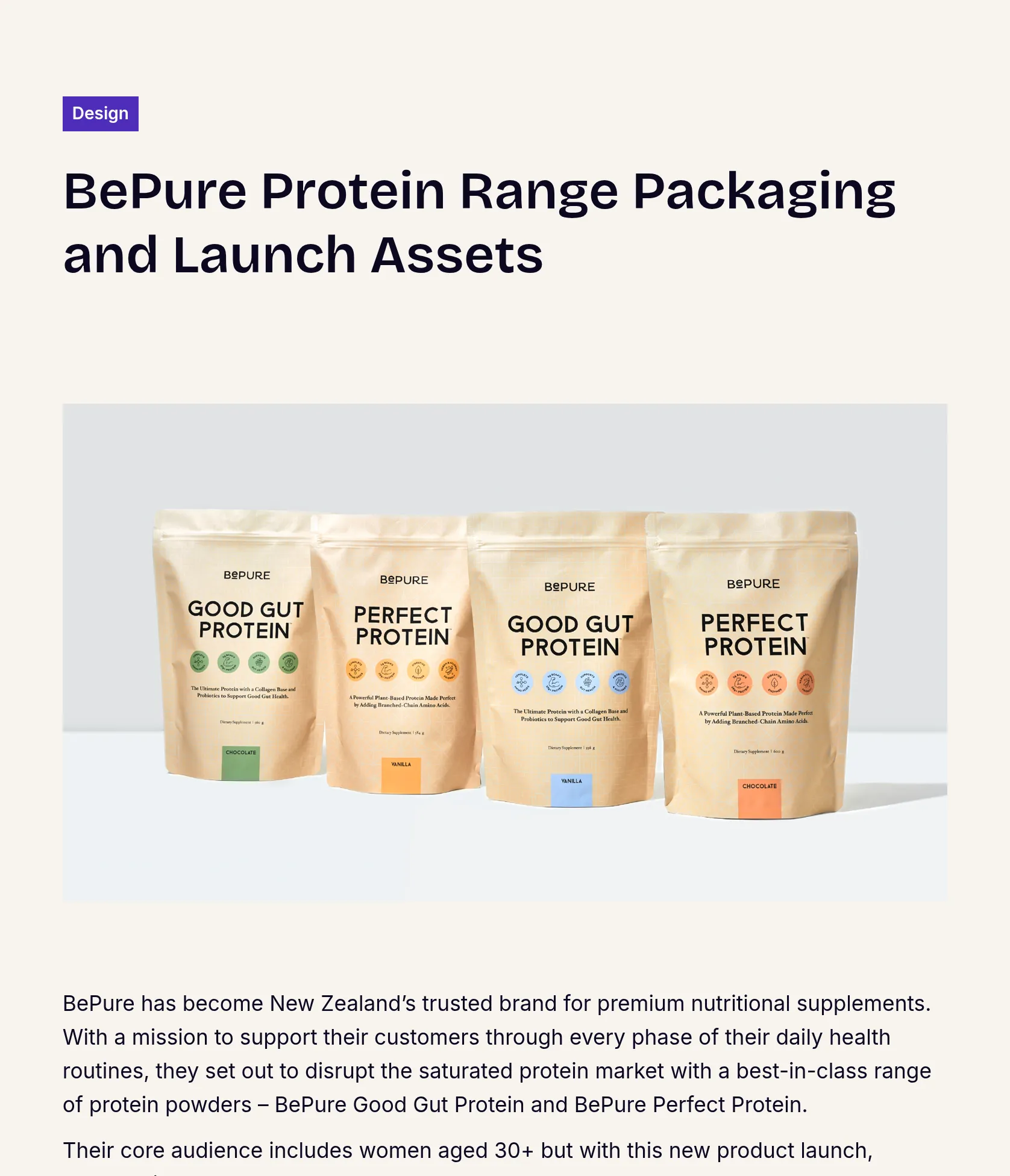 Sustainable Packaging Design for BePure Protein Range