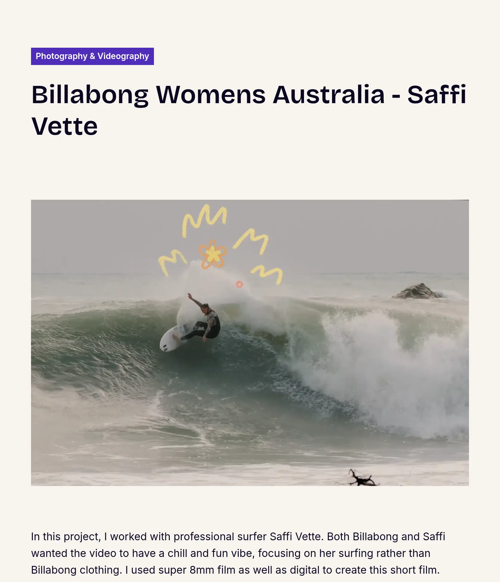 Short Film Production for Pro Surfer Saffi Vette
