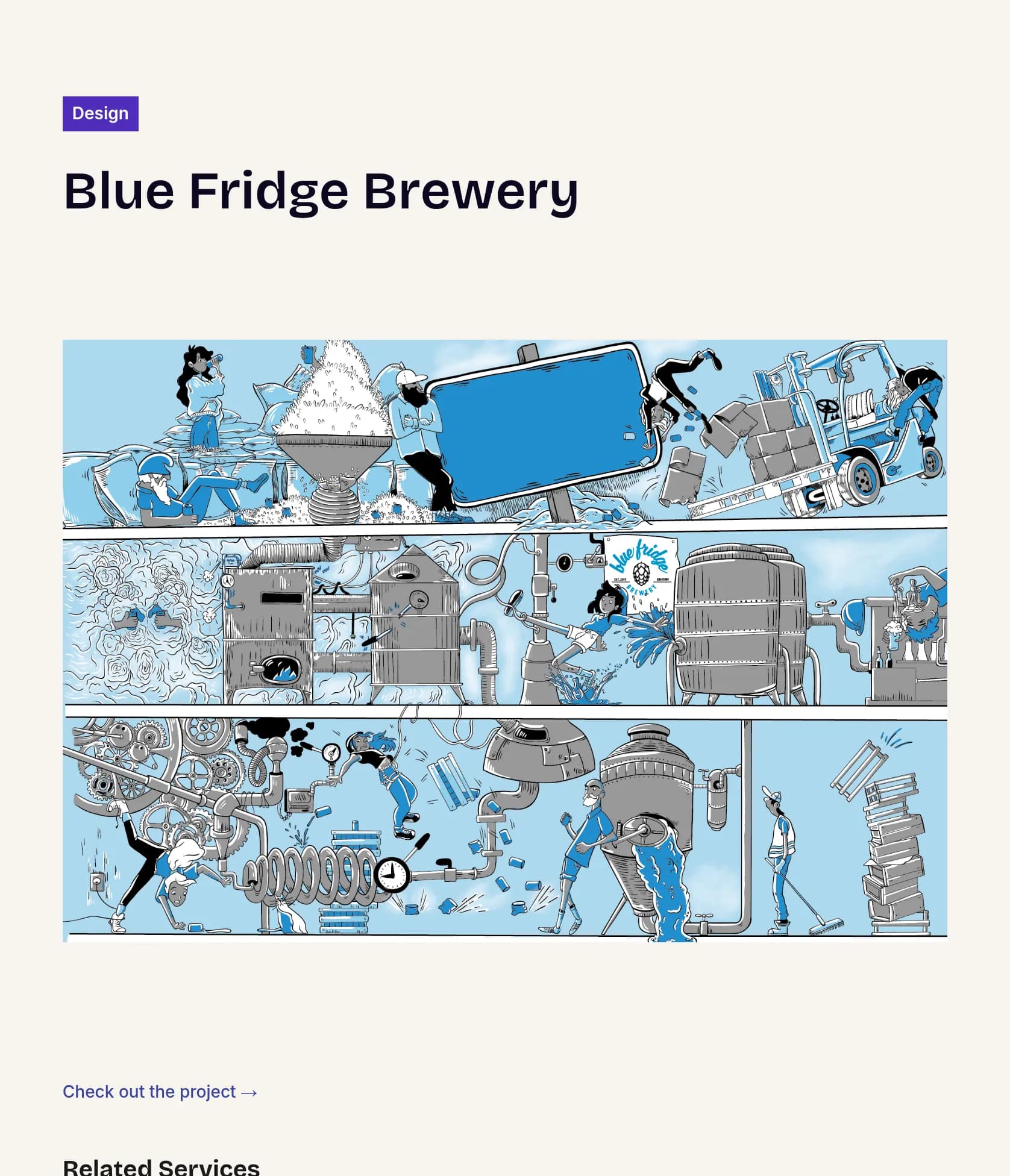 Playful Beer Can Illustration Featuring Brewery Workers