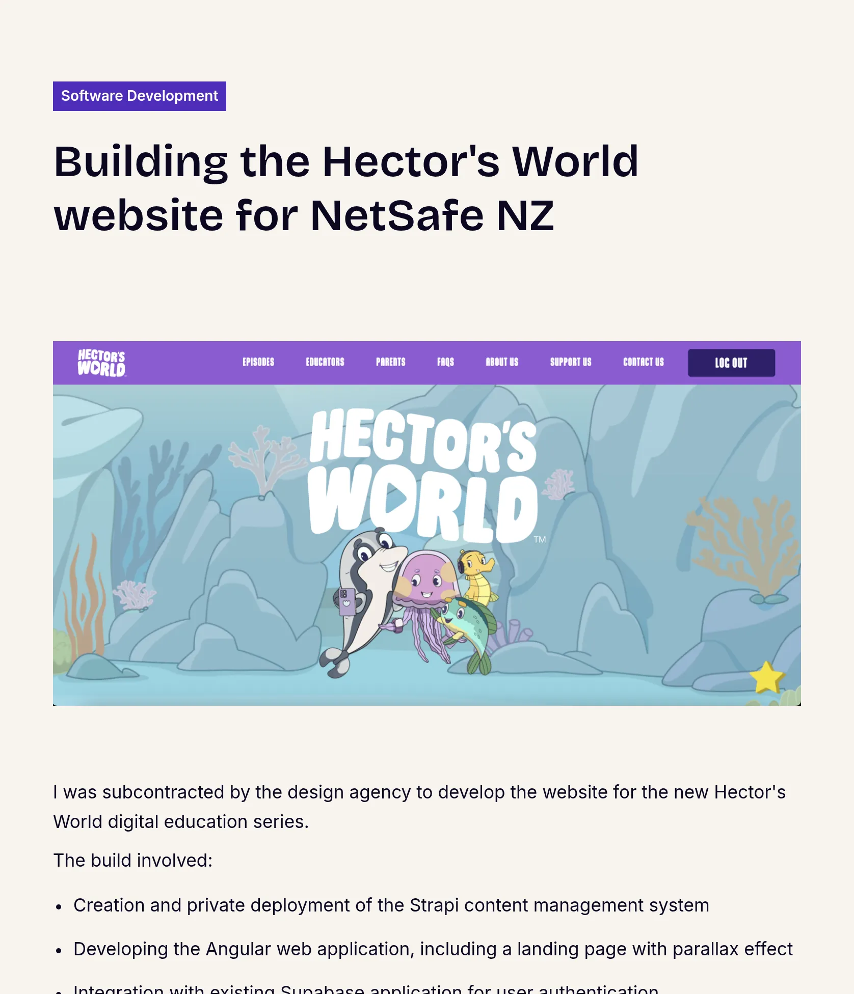 Web Development for Hector's World Digital Education Series
