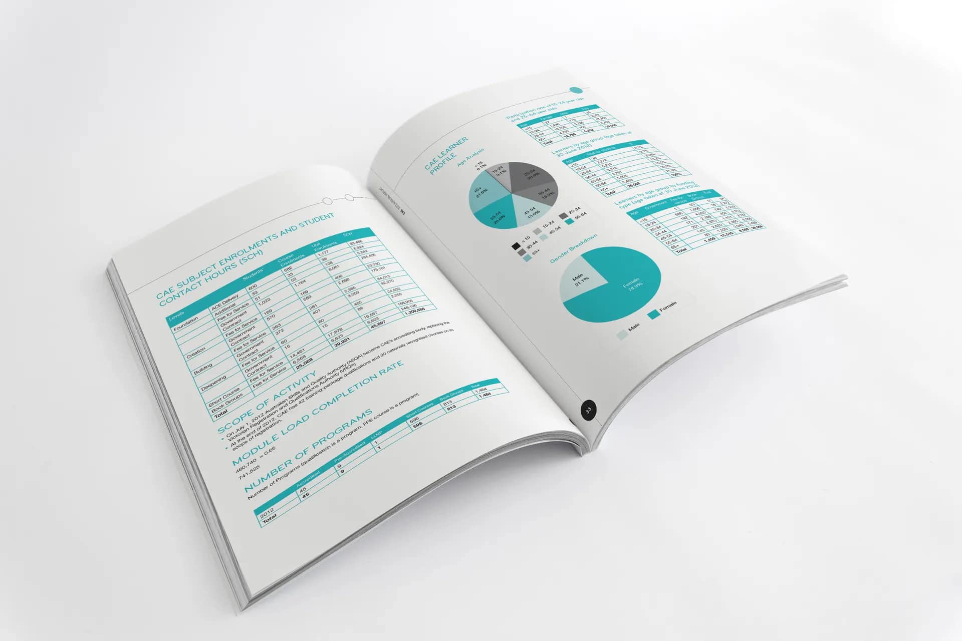 Annual Report Design for Centre of Adult Education, Melbourne