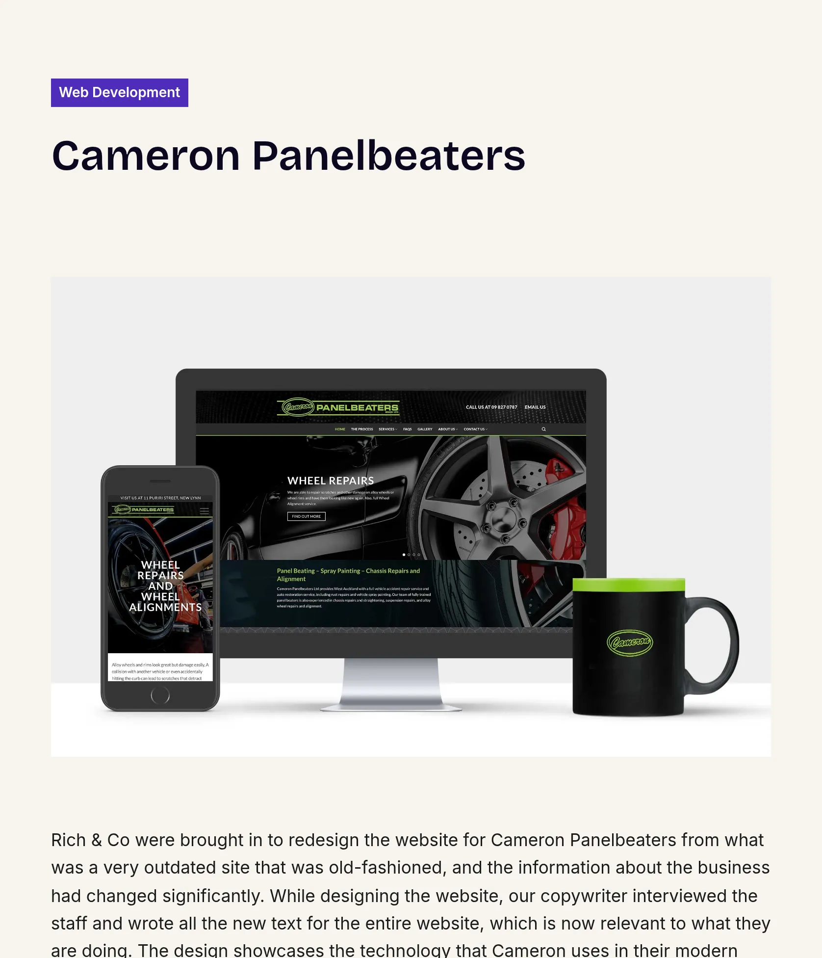 Website Redesign and Copywriting for Cameron Panelbeaters