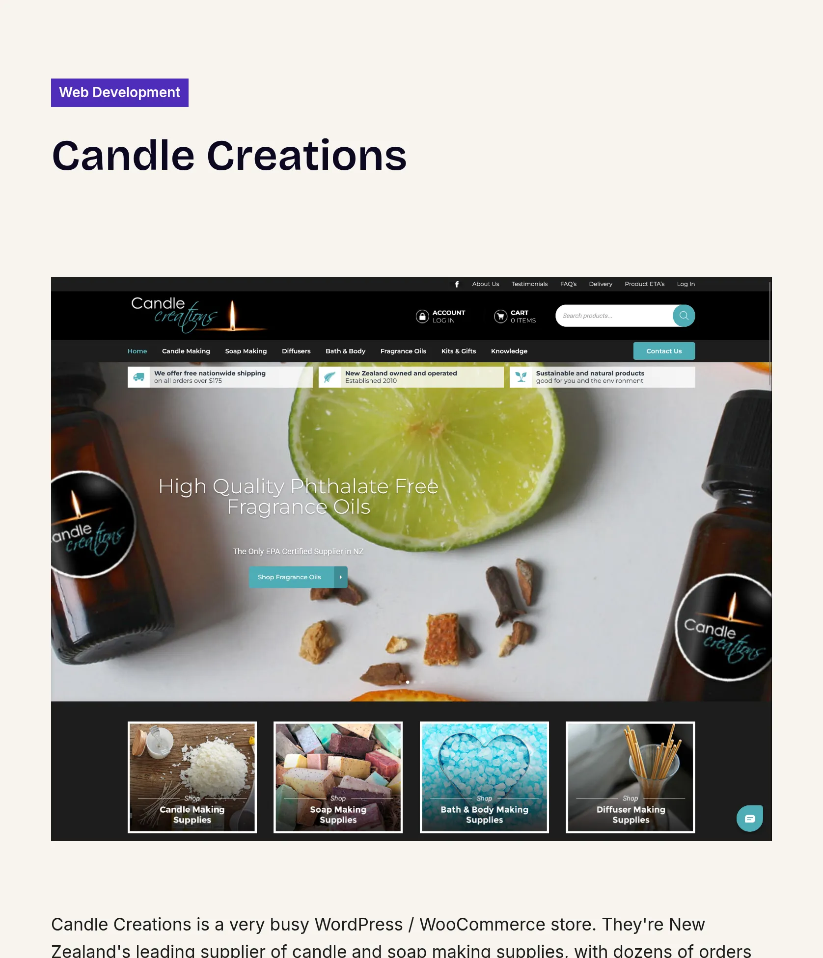 Performance Optimisation & Server Migration for Candle Creations' WooCommerce Store