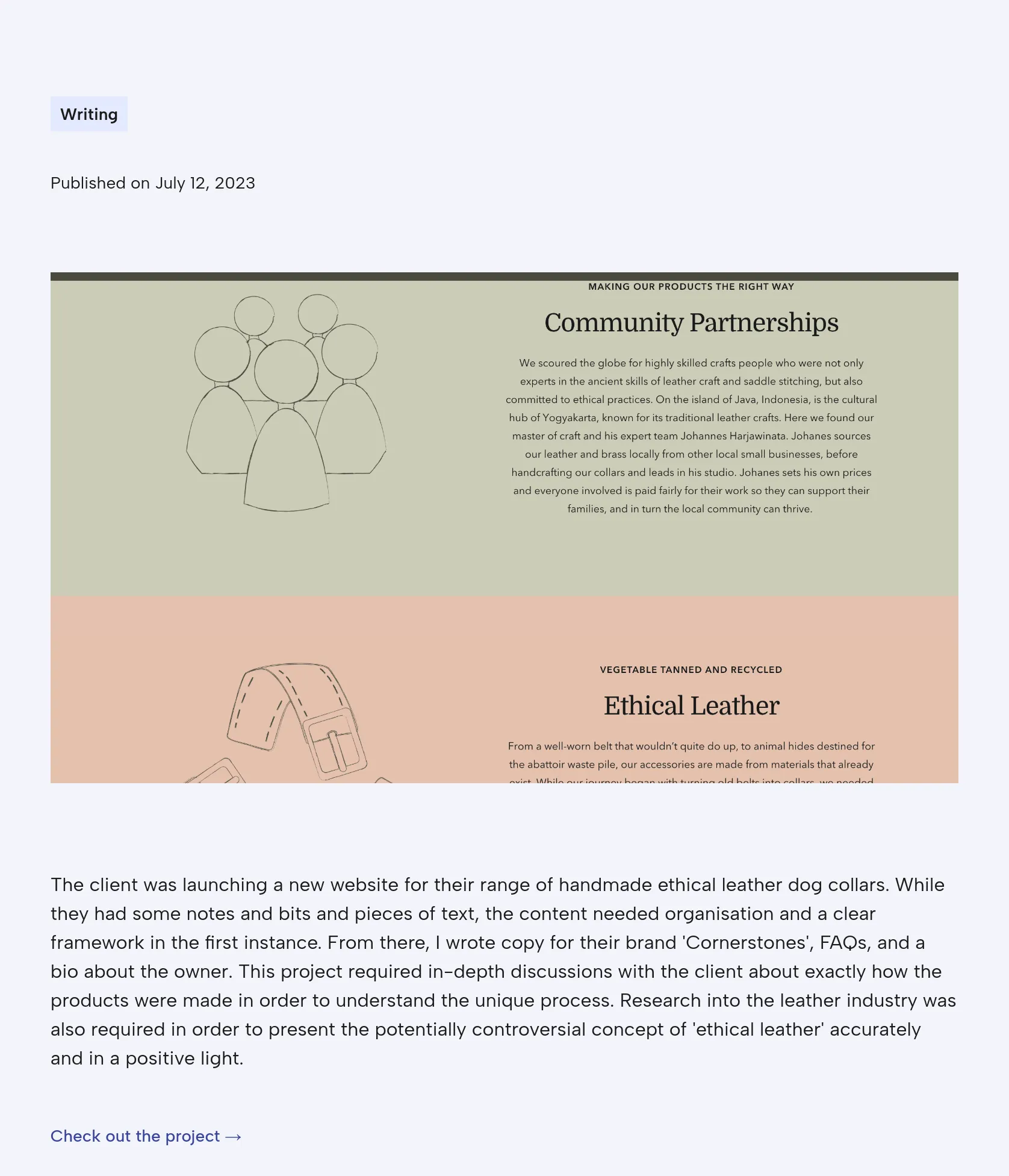 Website Copywriting for Cornerstones Ethical Leather Dog Collars