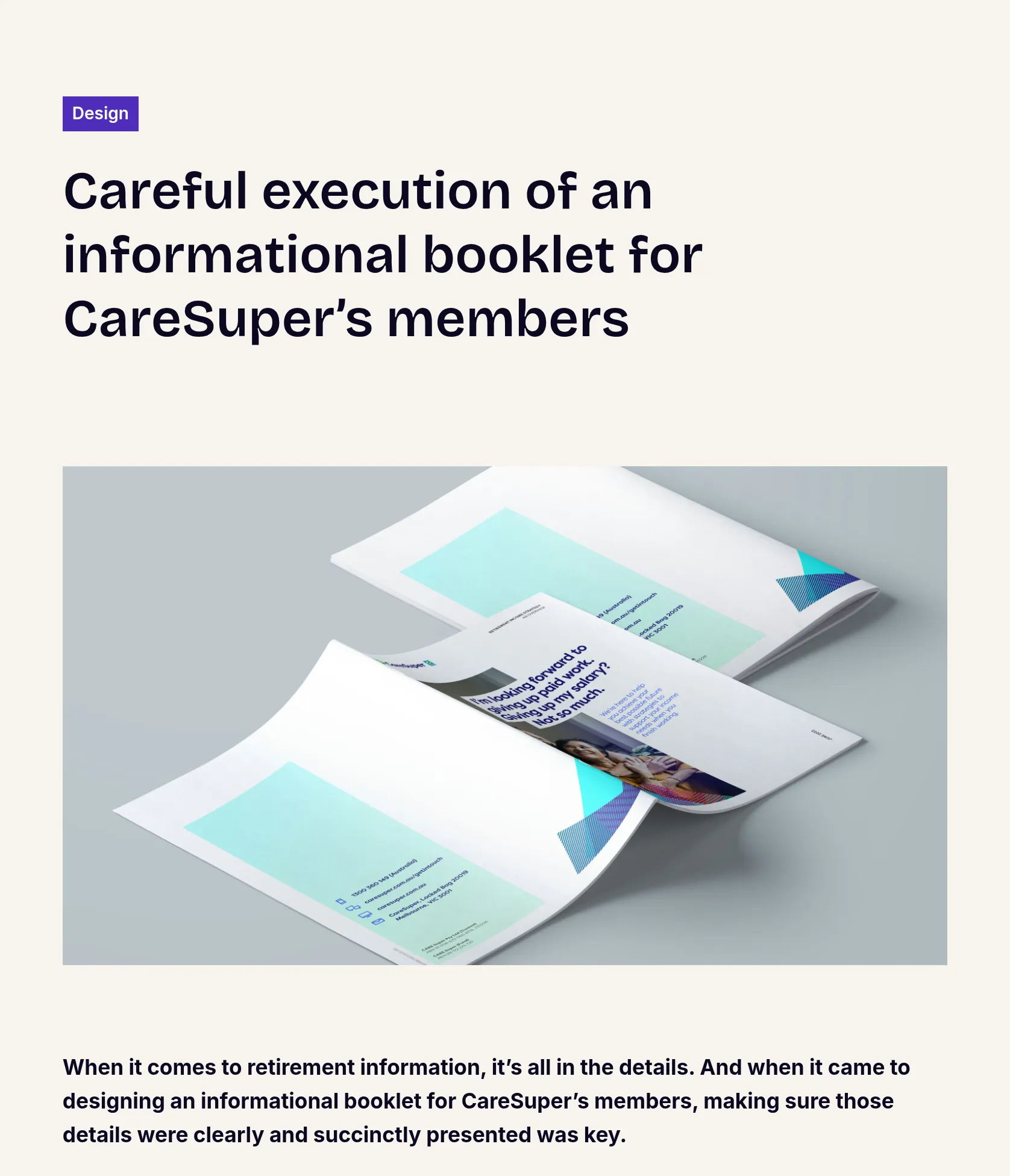 Print Design for CareSuper Retirement Income Strategy Booklet