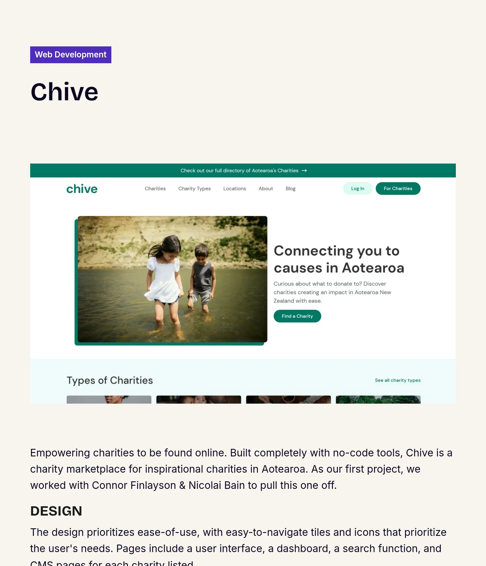 Chive Charity Marketplace: No-Code Platform for NZ Charities