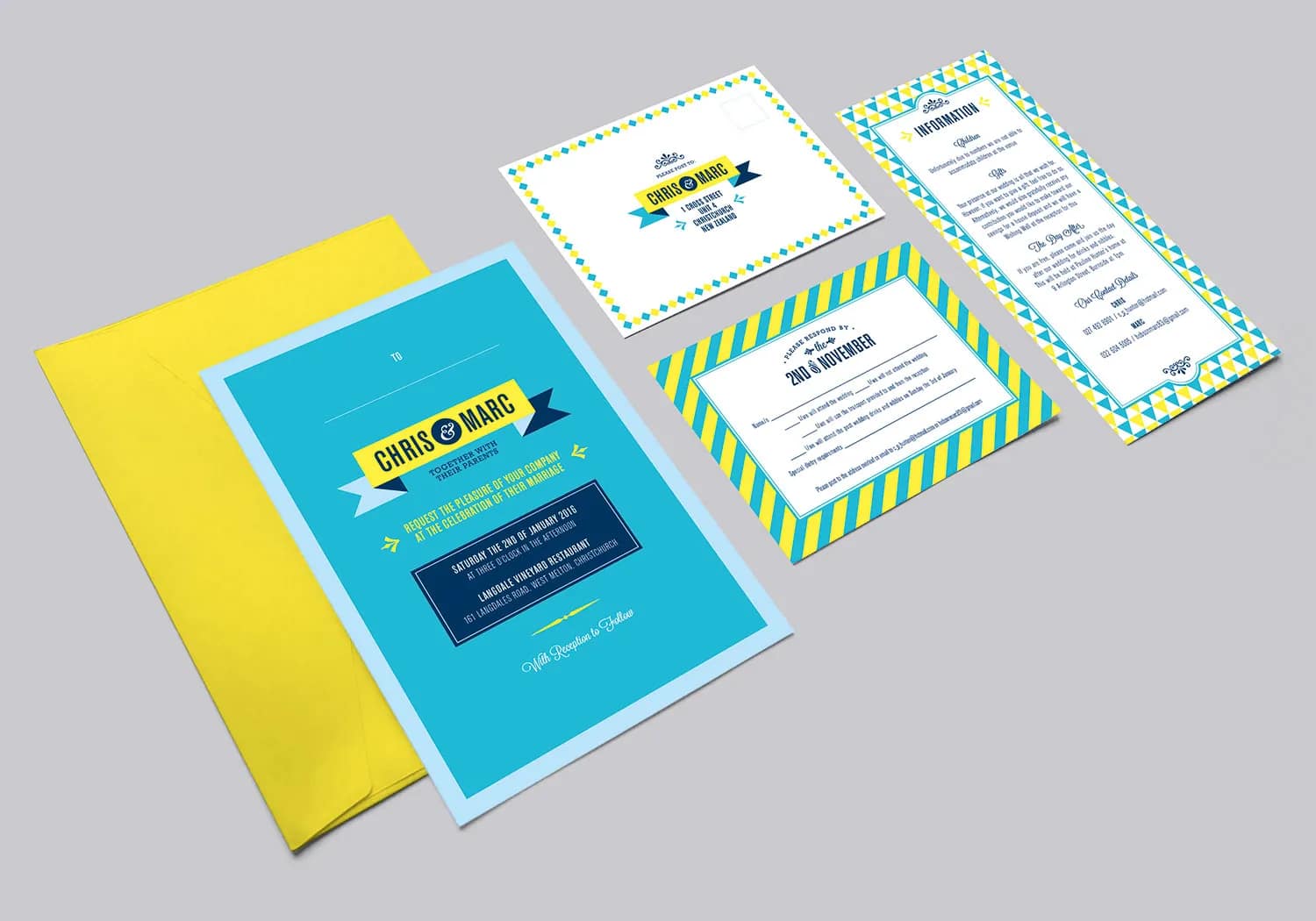 Fun & Colourful Wedding Stationery Design for Chris & Marc gallery 1