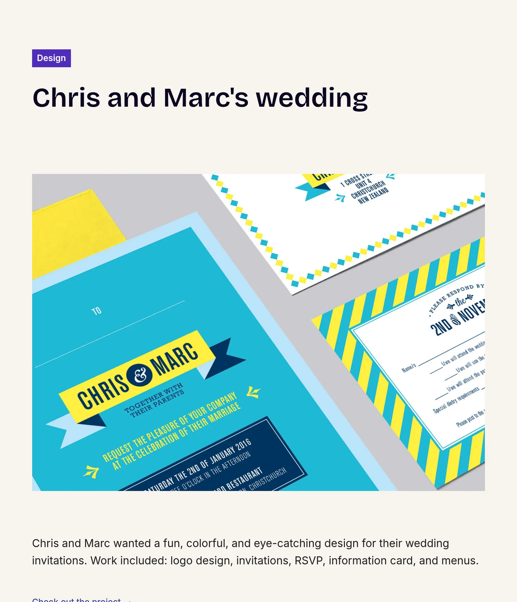 Fun & Colourful Wedding Stationery Design for Chris & Marc