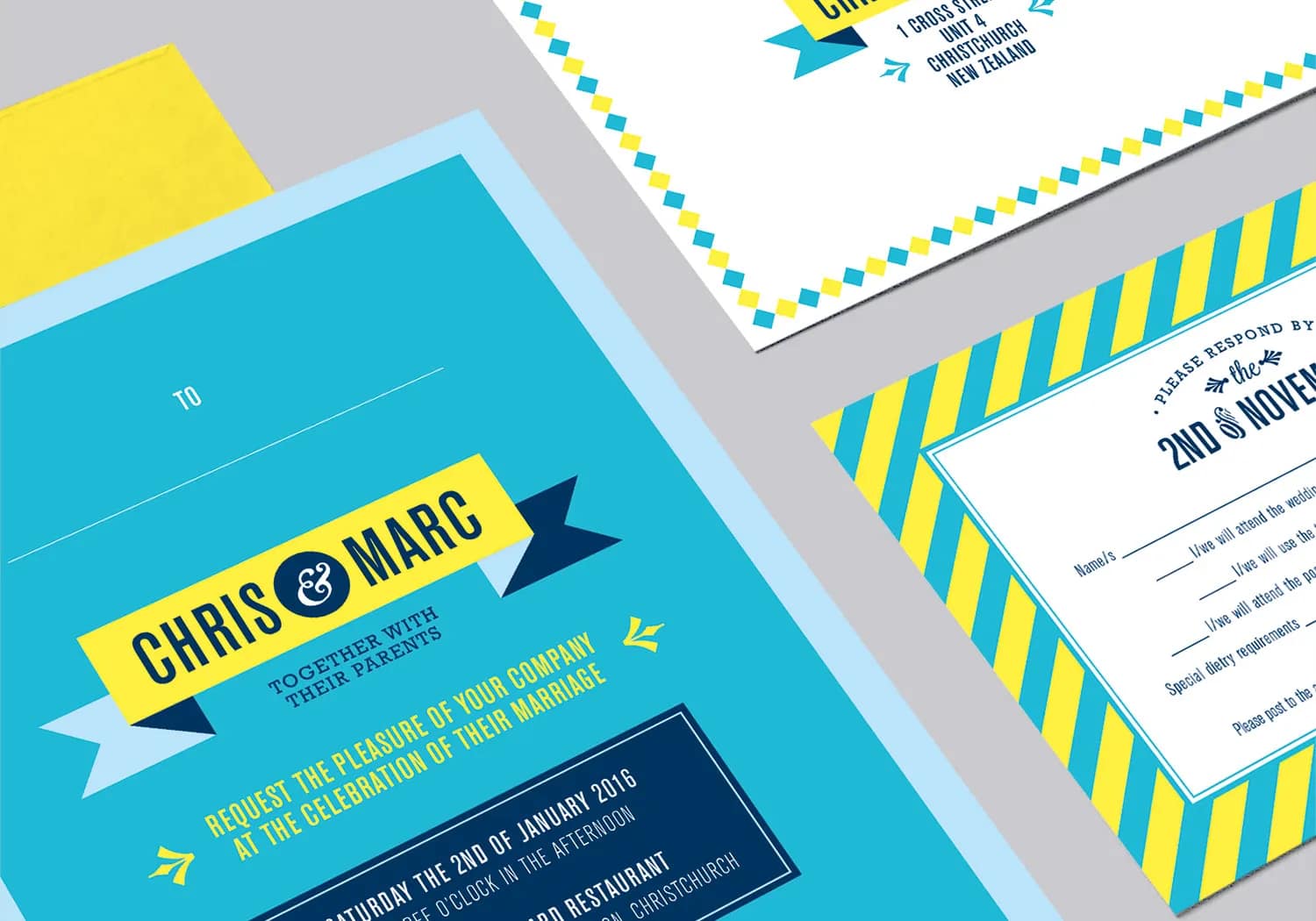 Fun & Colourful Wedding Stationery Design for Chris & Marc