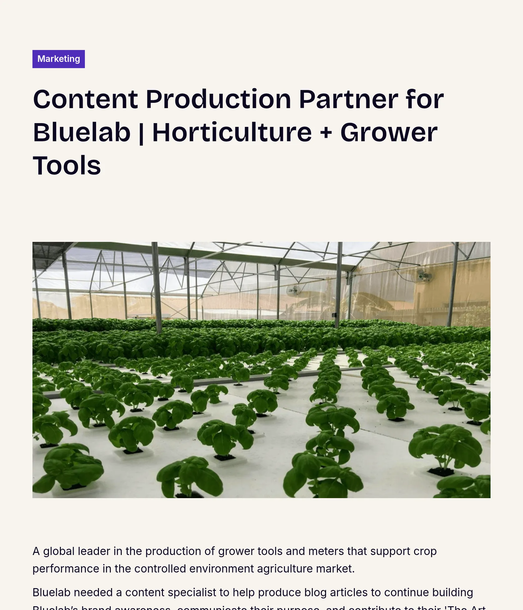 Educational Blog Content Creation for Bluelab’s The Art of Growing Series