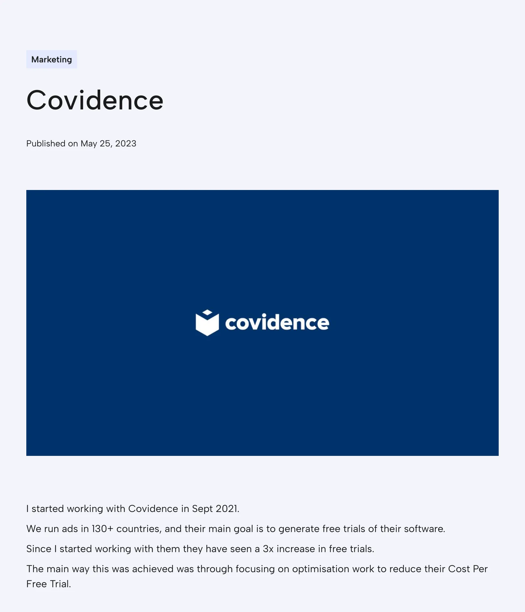 Global Paid Ads & Optimisation for Covidence