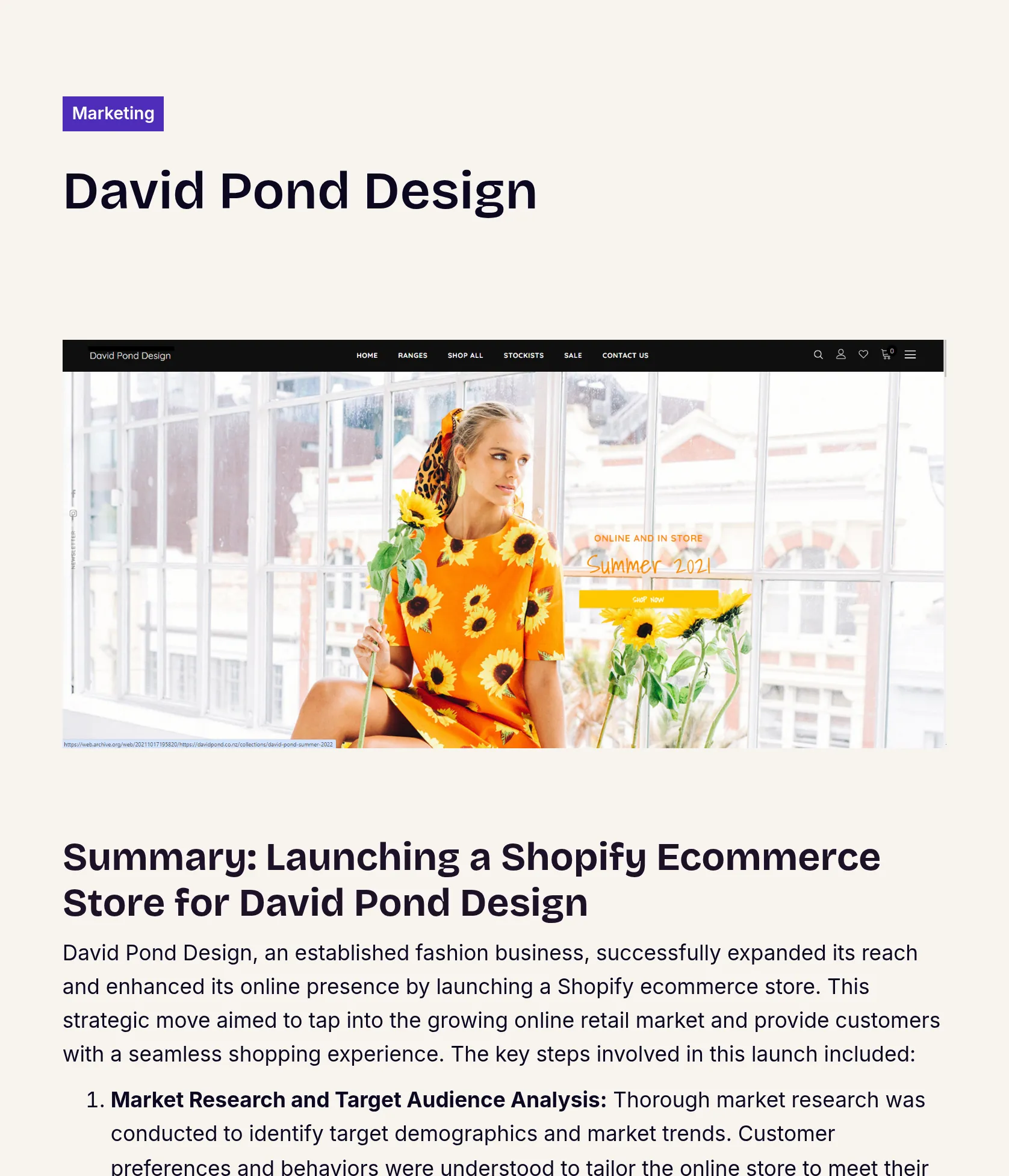 Shopify Ecommerce Store Launch for David Pond Design