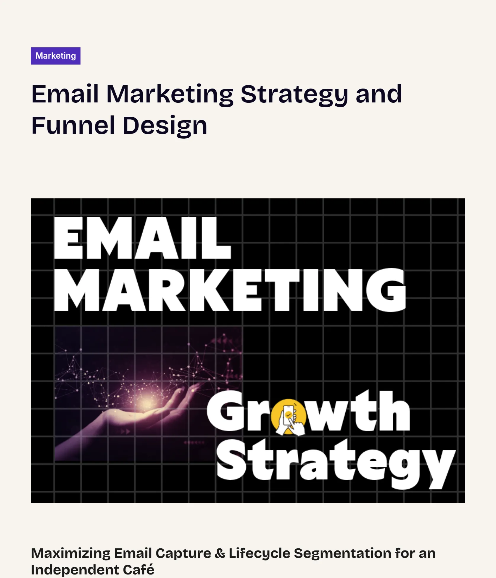 Email List Growth & Customer Segmentation for Independent Cafe screenshot