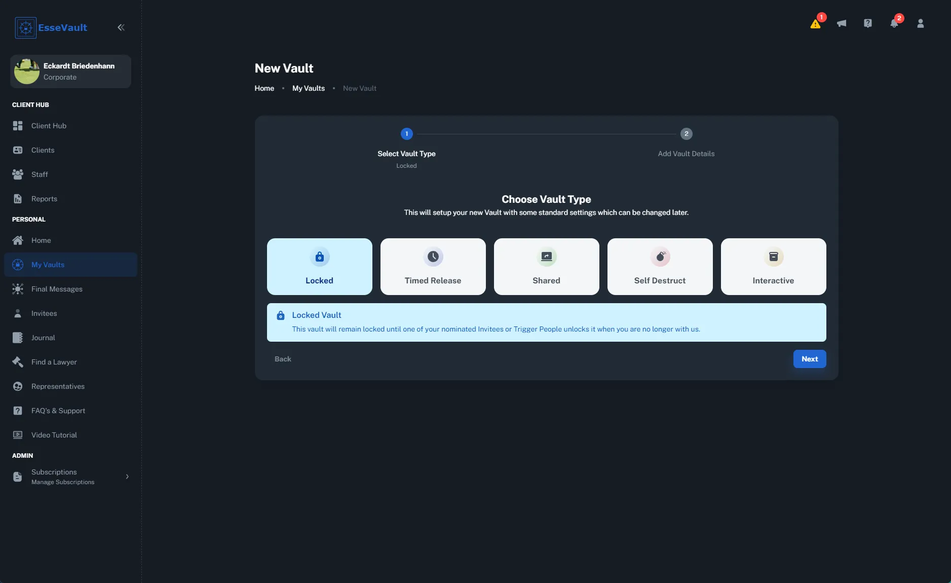 End-to-End SaaS Development for EsseVault Digital Legacy Platform gallery 2