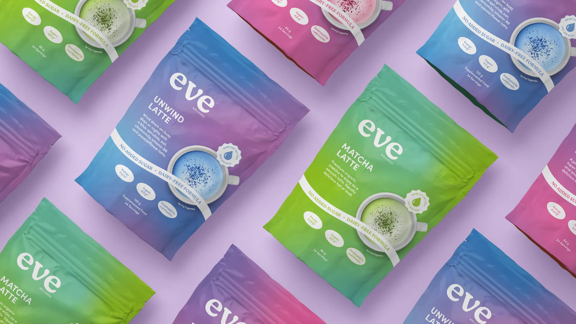 Packaging Design for Eve Wellness Superfood Latte Range