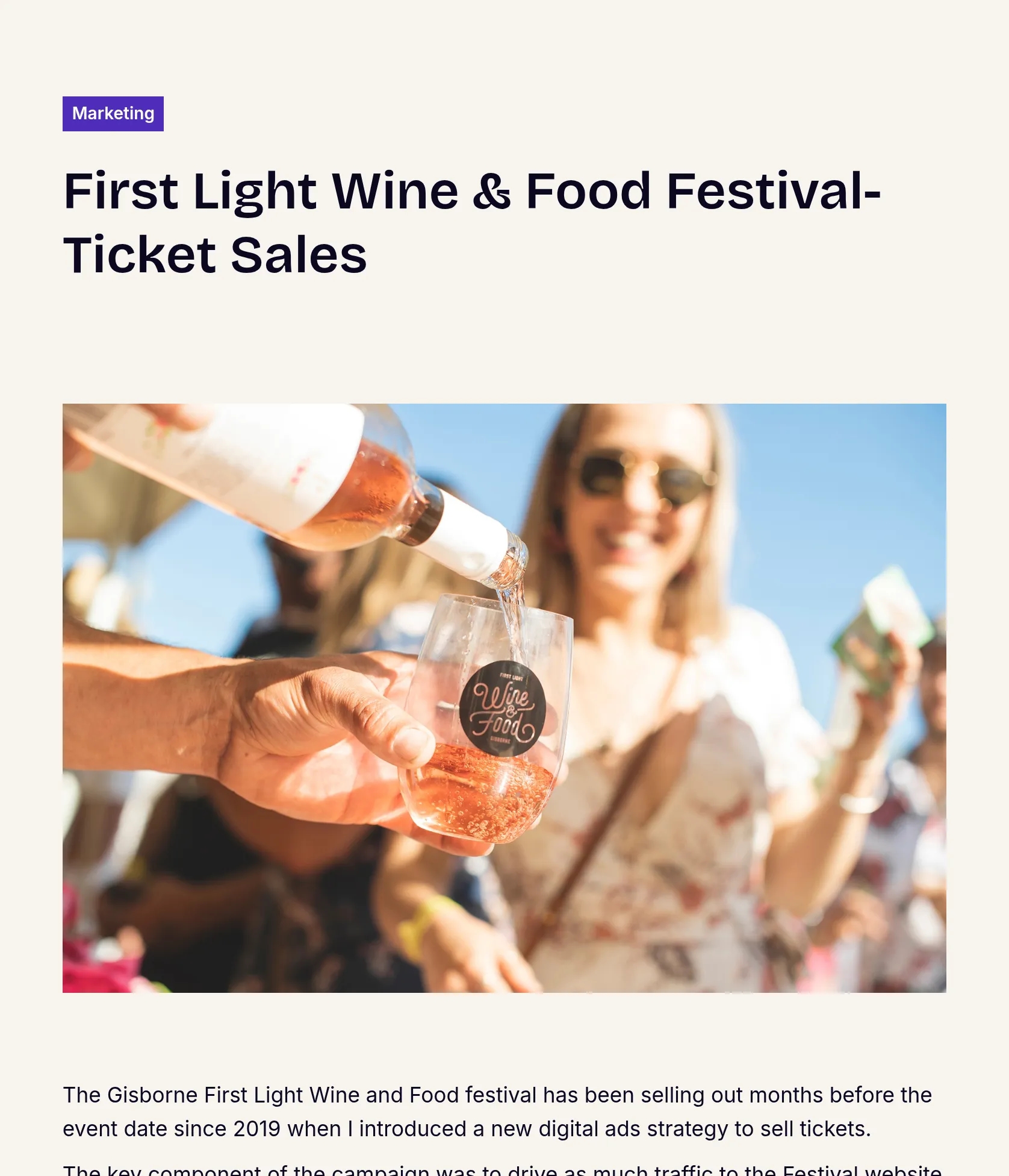 Digital Ad Campaign for Gisborne First Light Wine & Food Festival
