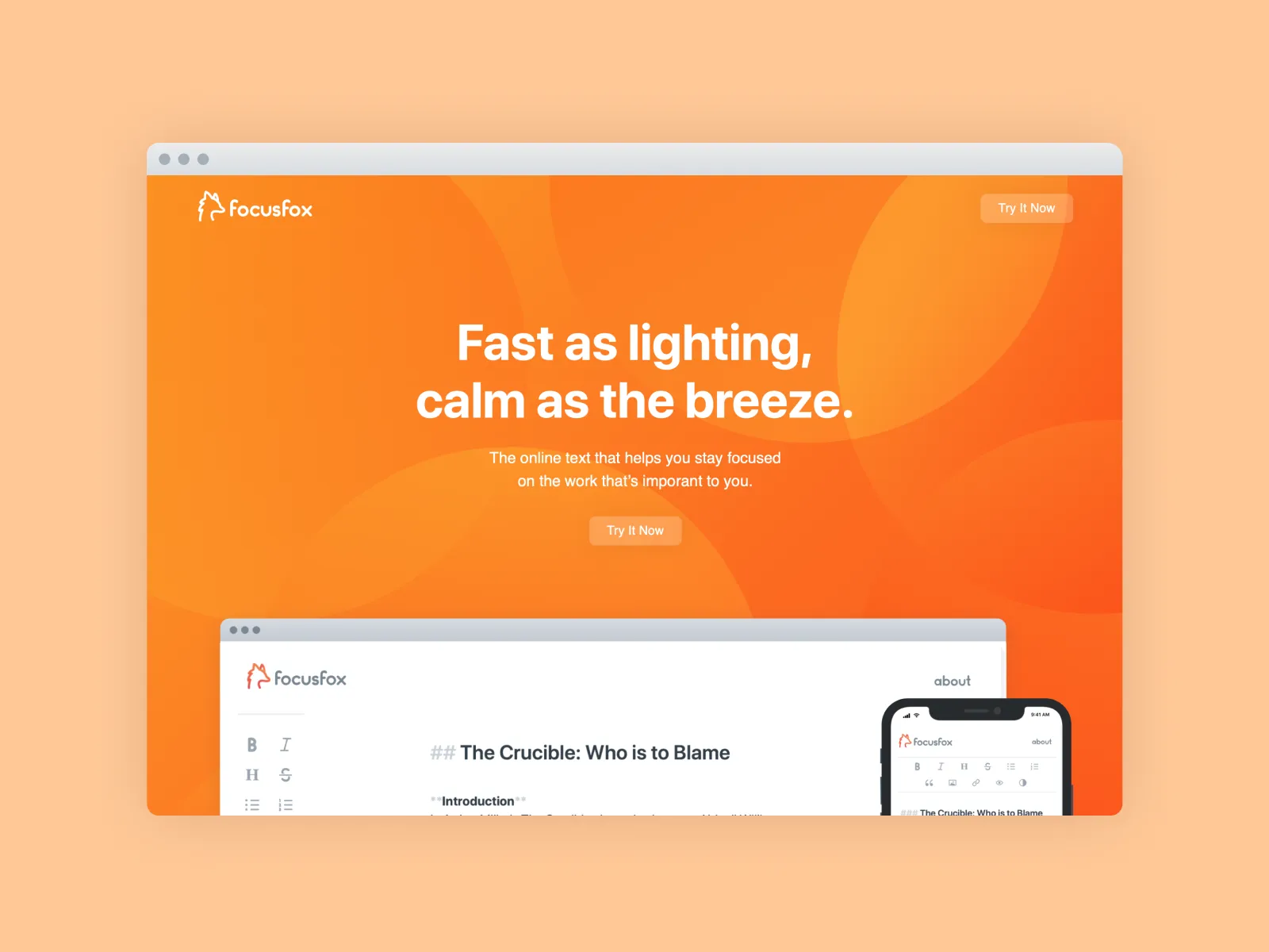 Landing Page for Markdown Text Editor