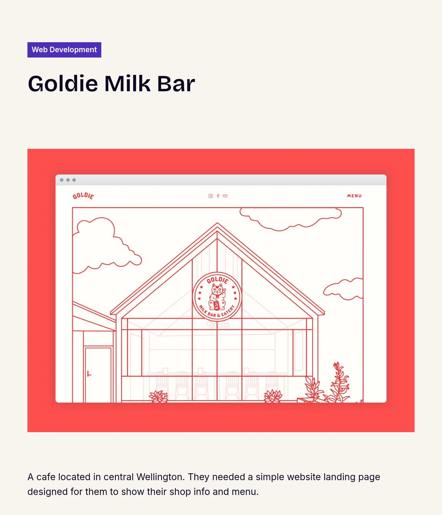 Landing Page Design for Central Wellington Cafe
