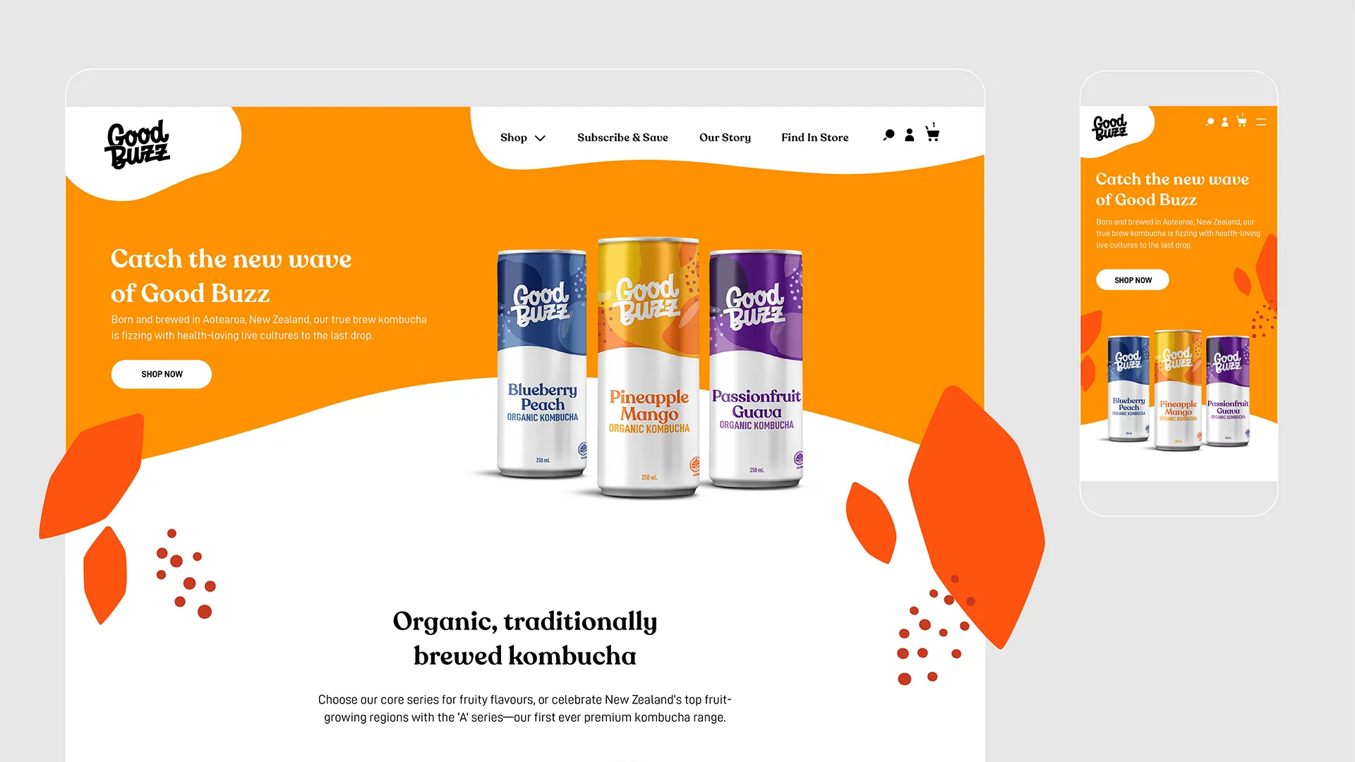 UX/UI Design for Good Buzz Kombucha Packaging Launch