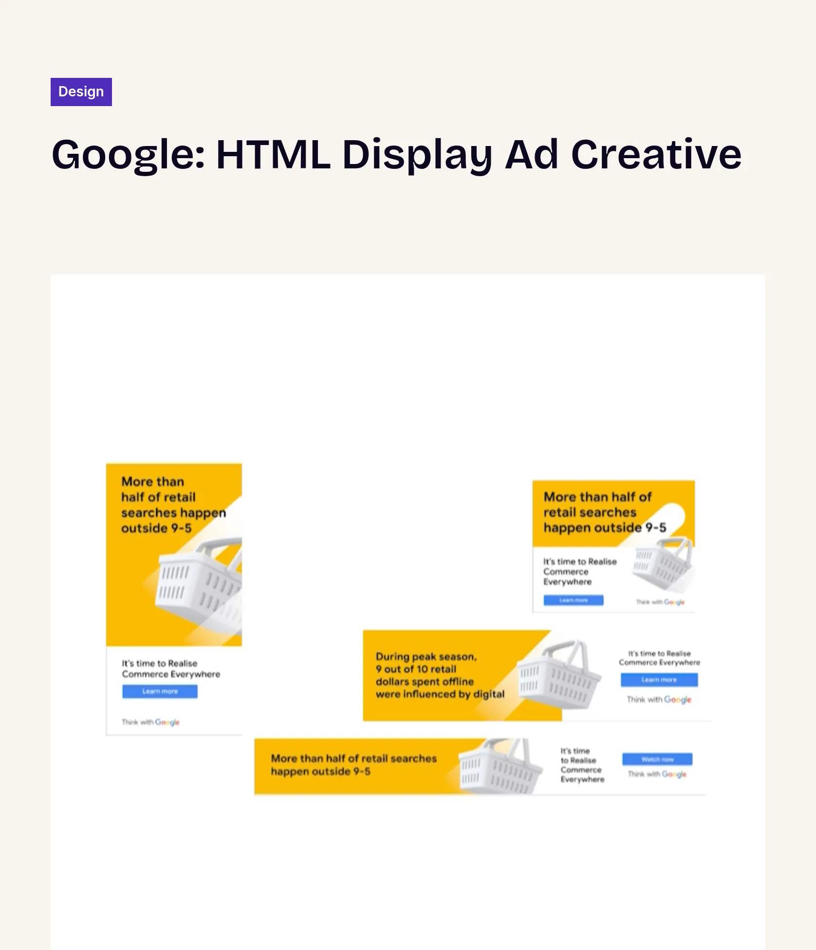 Animated HTML5 Assets for Google's 'Realise Commerce' Campaign