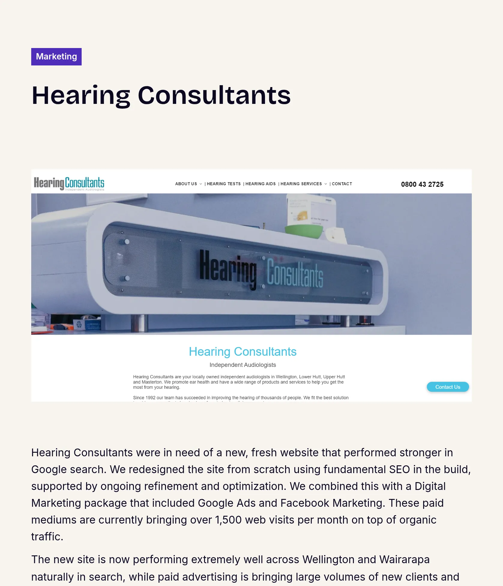 Website Redesign & Digital Marketing for Hearing Consultants
