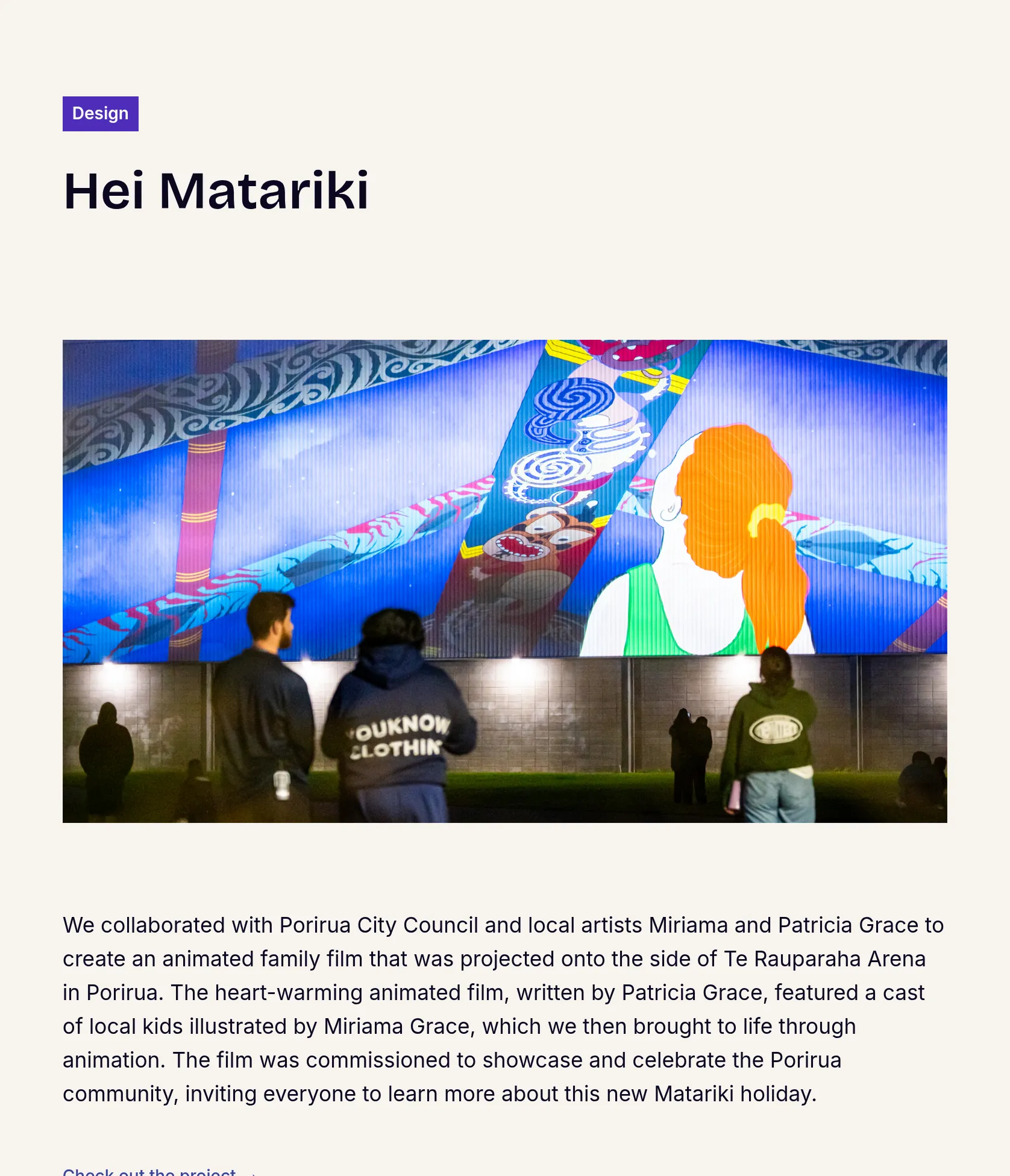 Animated Family Film Projection for Porirua City Council's Matariki Celebration