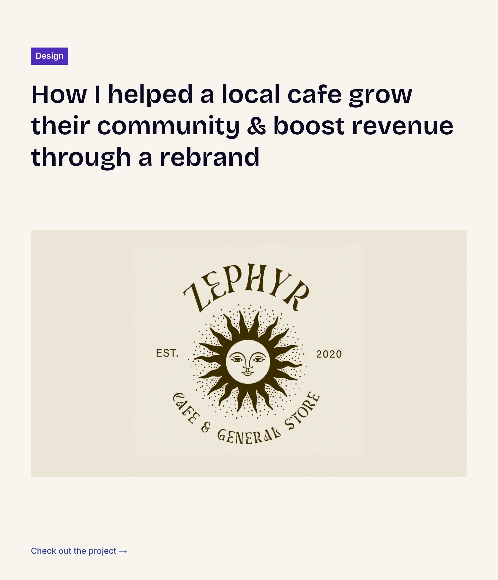 Rebranding and Visual Identity for Zephyr Cafe