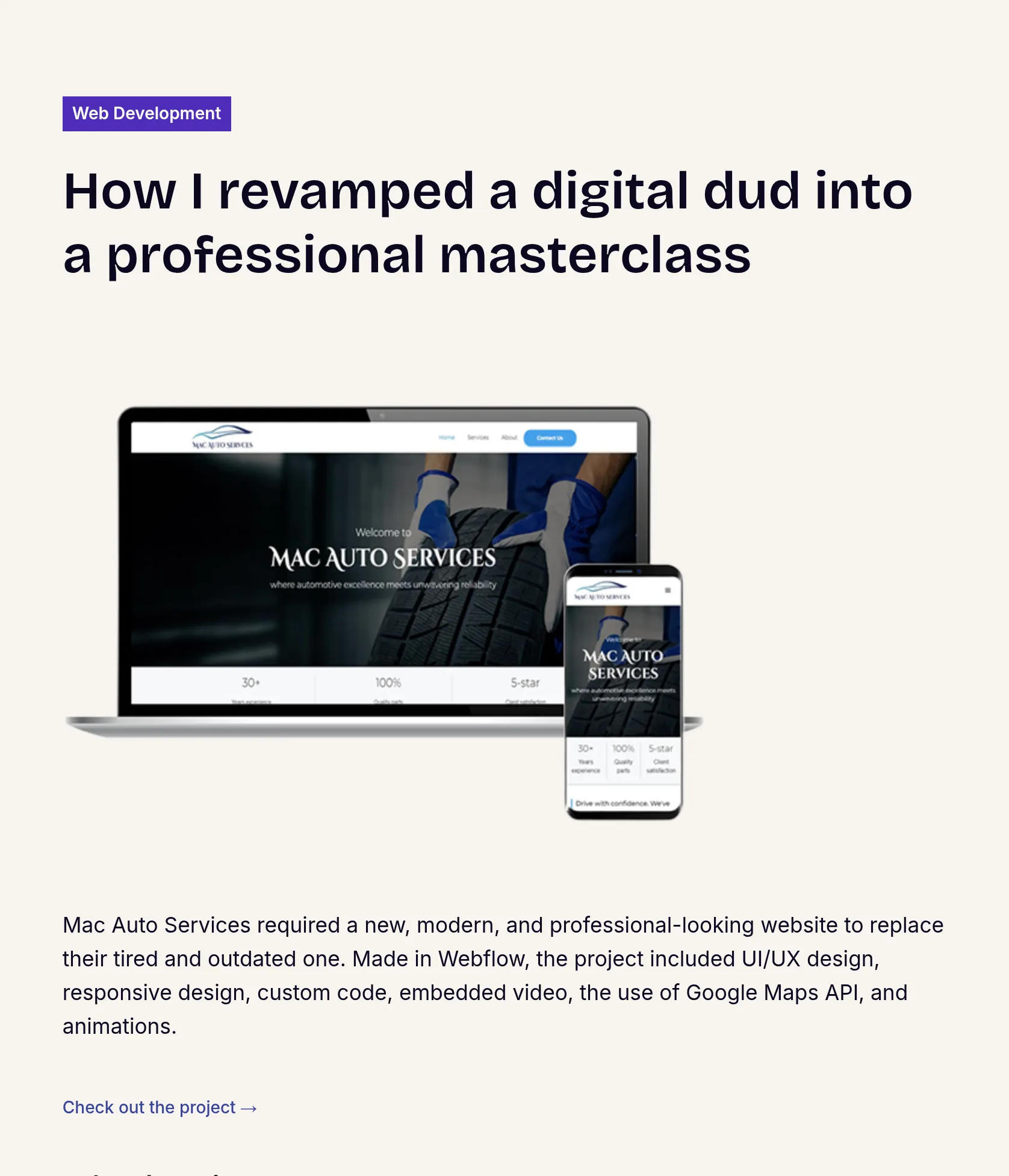 Modern Website Redesign for Mac Auto Services