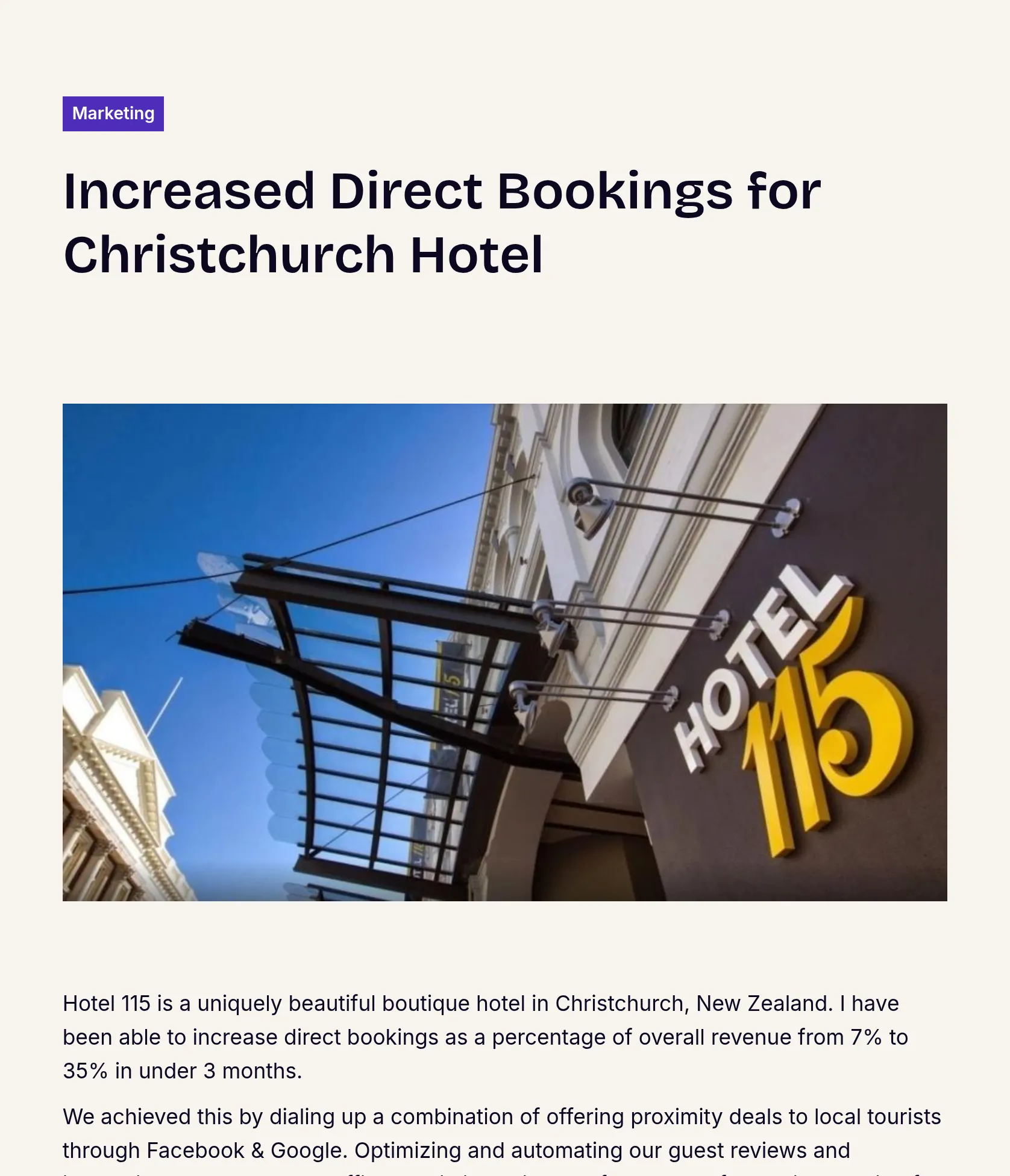 Increasing Direct Bookings for Hotel 115 with Integrated Digital Marketing