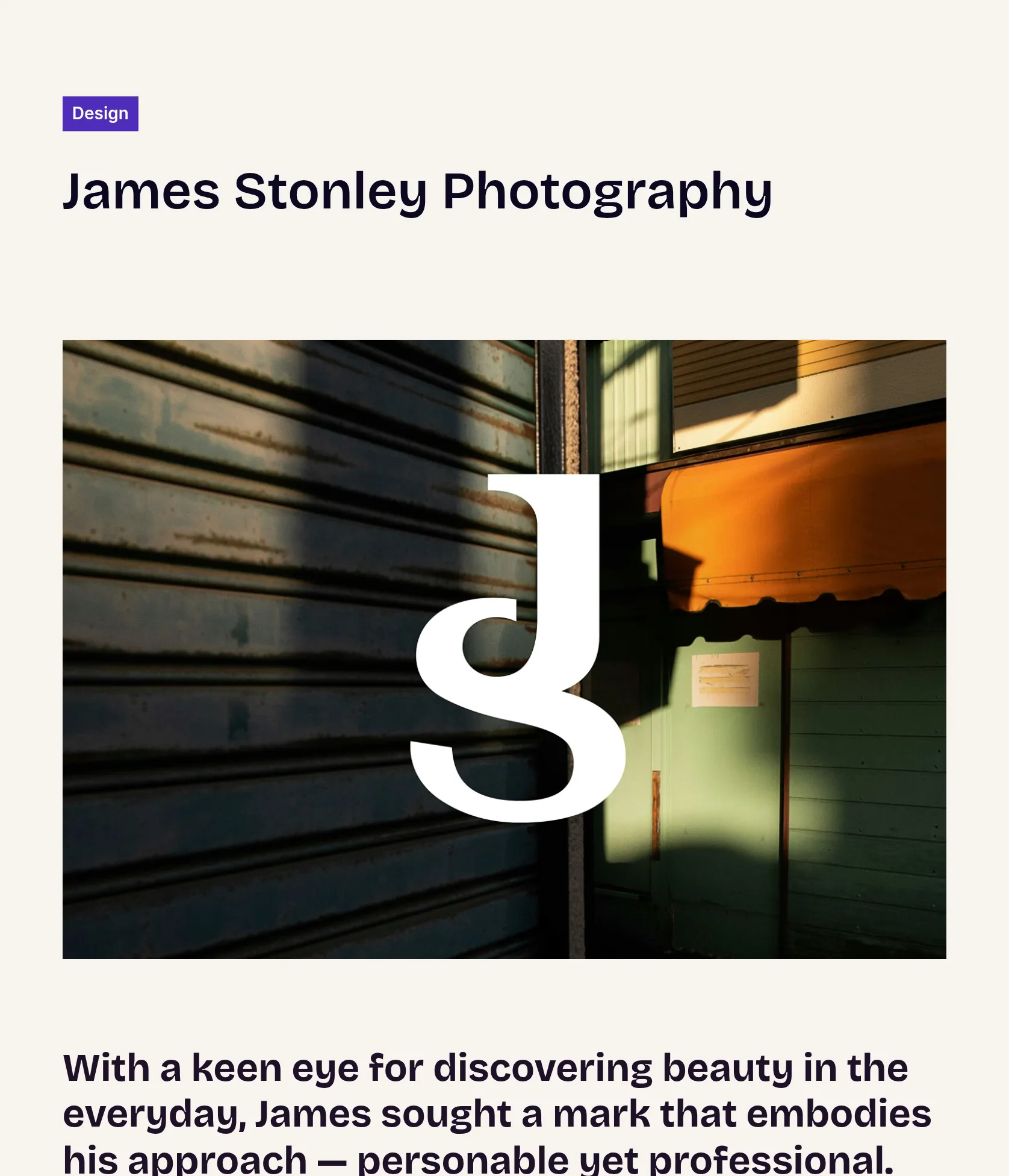 Bespoke Monogram Brand Identity for Photographer James