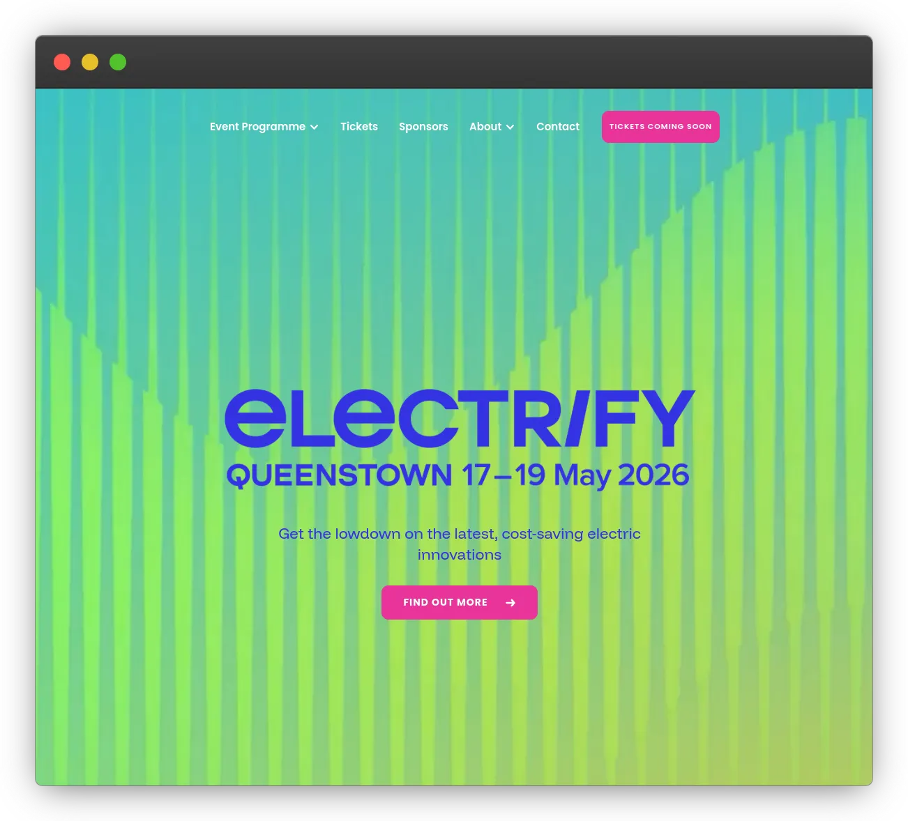 Standalone Event Website for Electrify Queenstown 2026