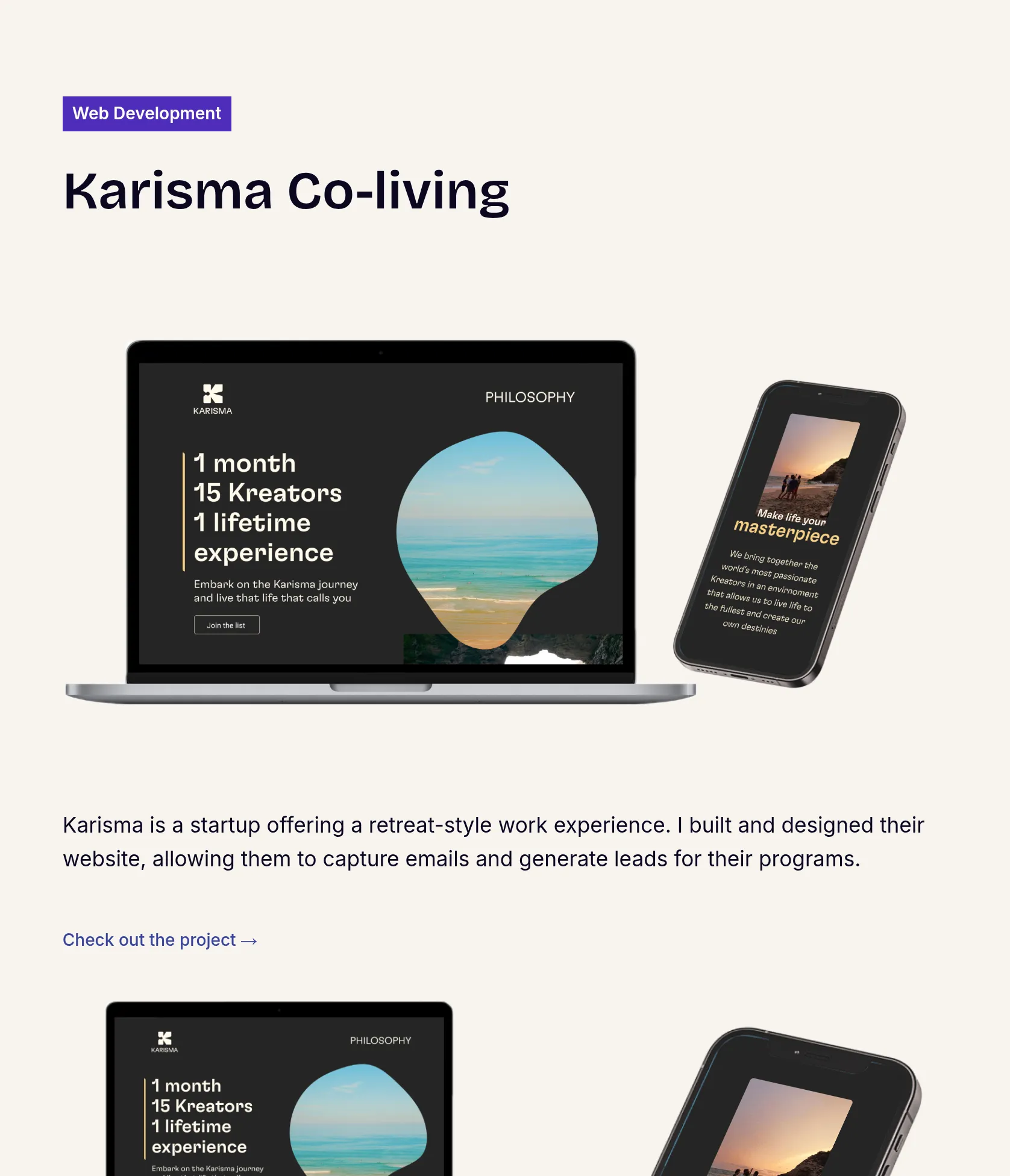Website Design and Development for Karisma Retreat Startup