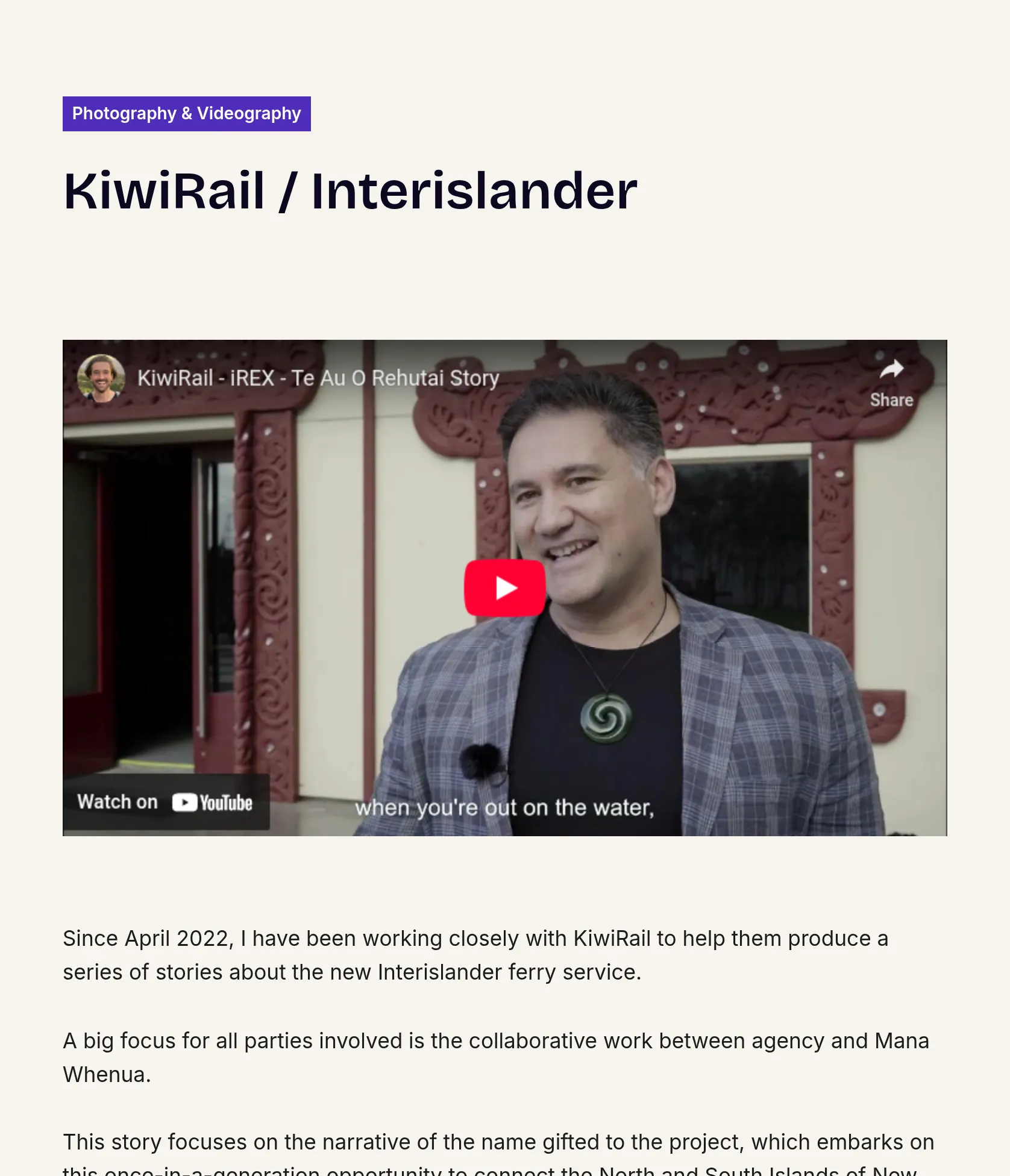 Storytelling for KiwiRail: Te Au o Rehutai Interislander Project