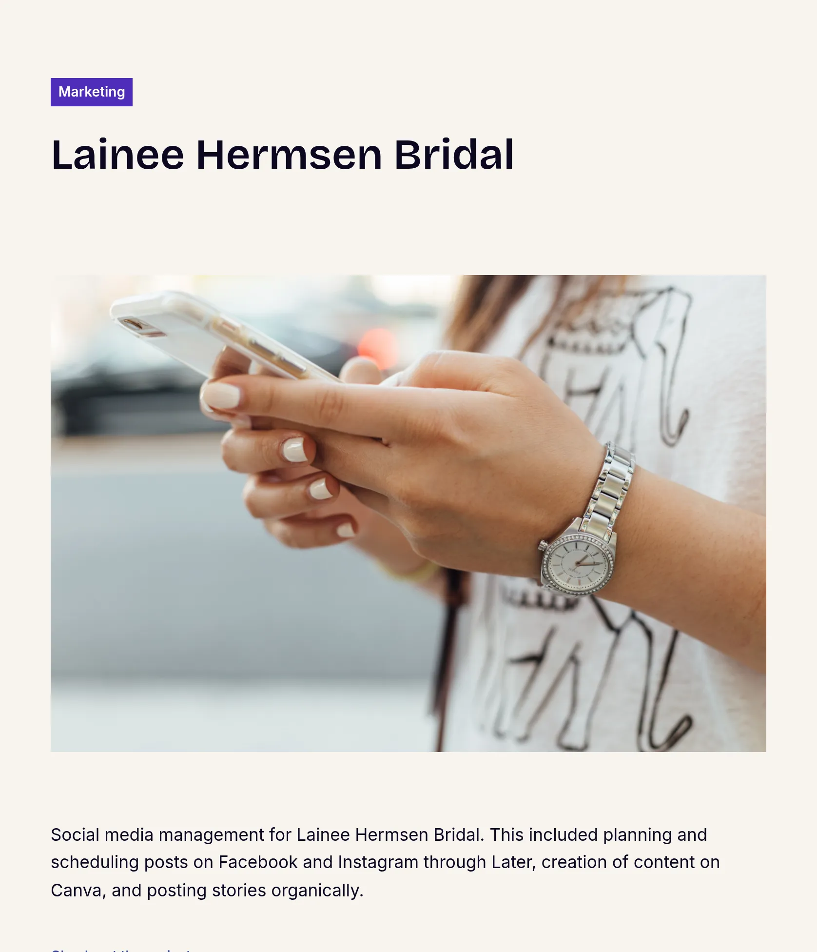 Social Media Management for Lainee Hermsen Bridal