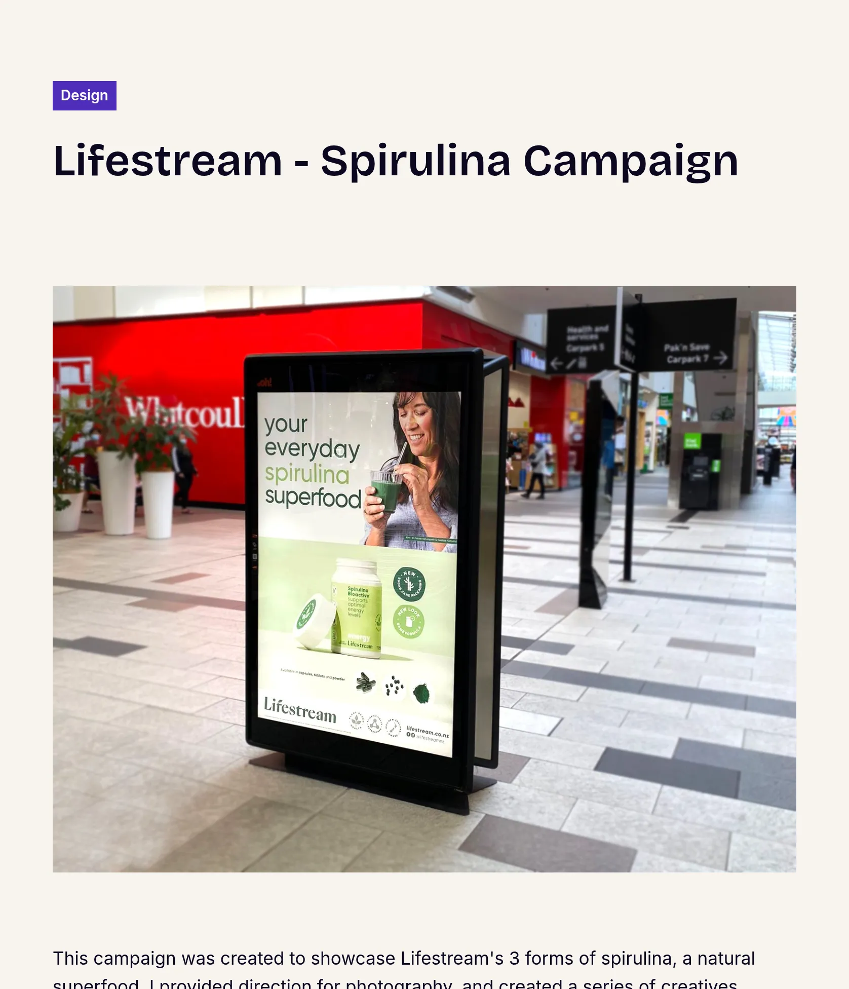 Creative Campaign for Lifestream Spirulina Product Range