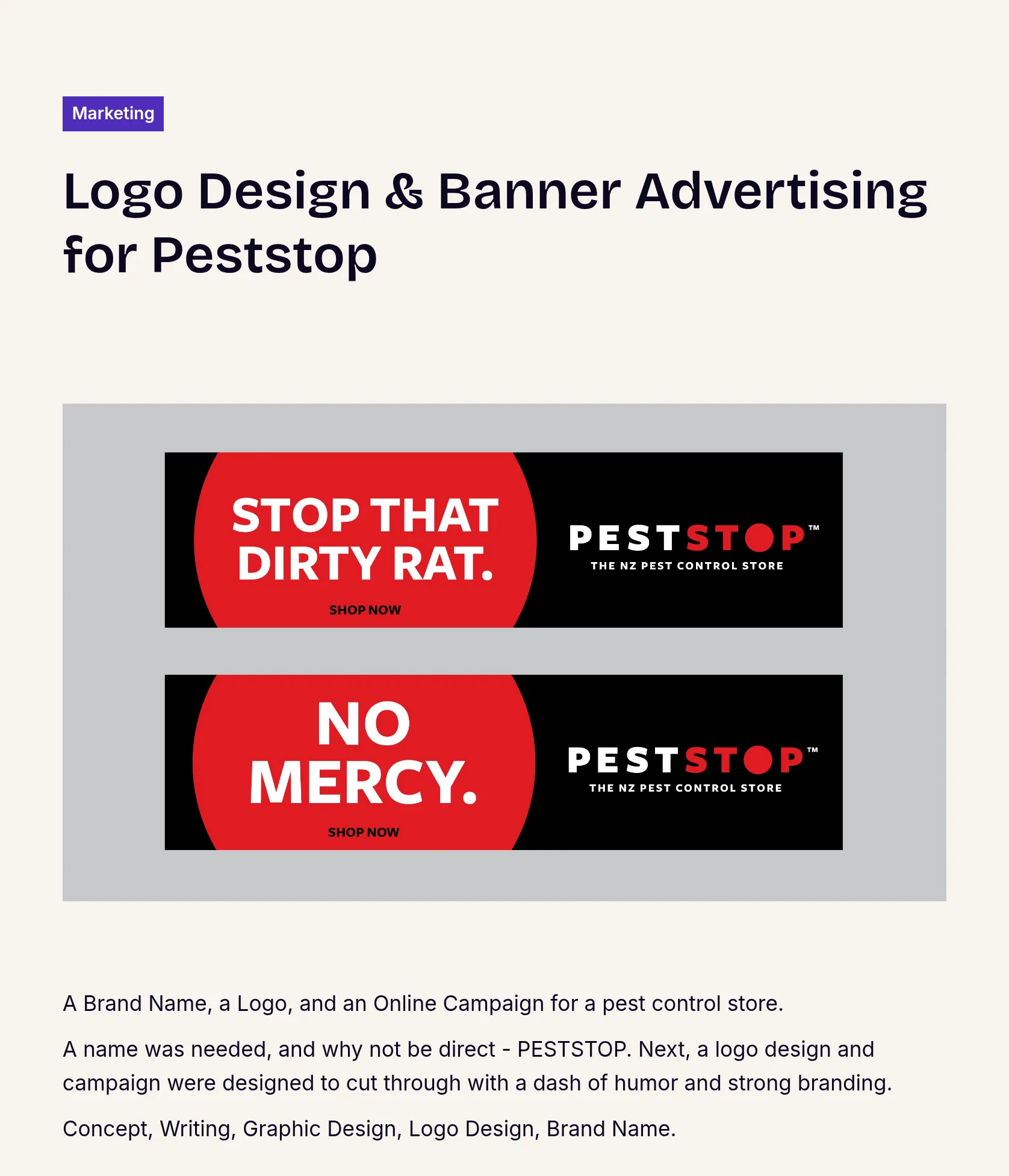 Brand Creation and Campaign for PESTSTOP Pest Control Store